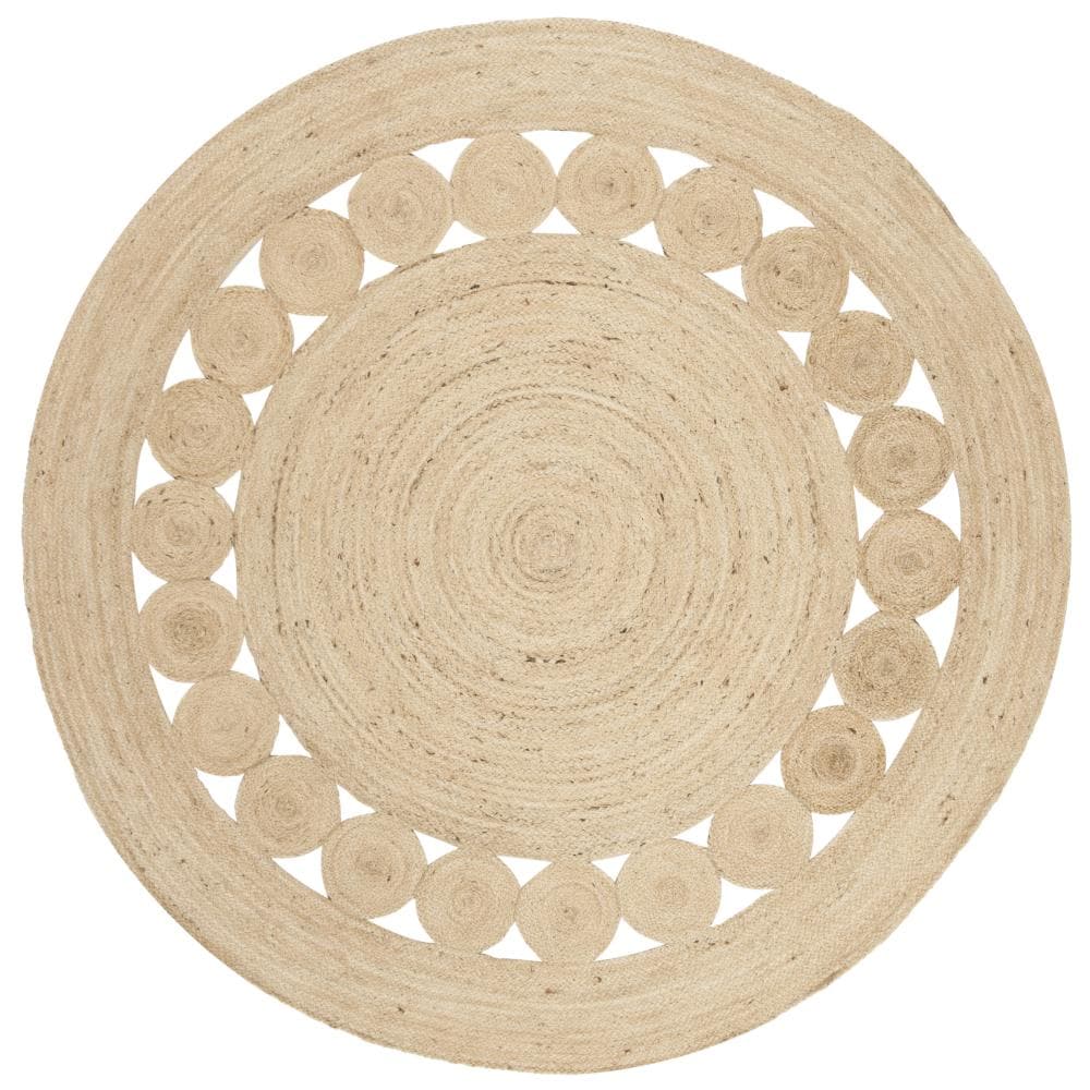 Safavieh NF364B-8R Natural Fiber Skitter 8 x 8 (ft) Jute Ivory Round Indoor Abstract Area rug