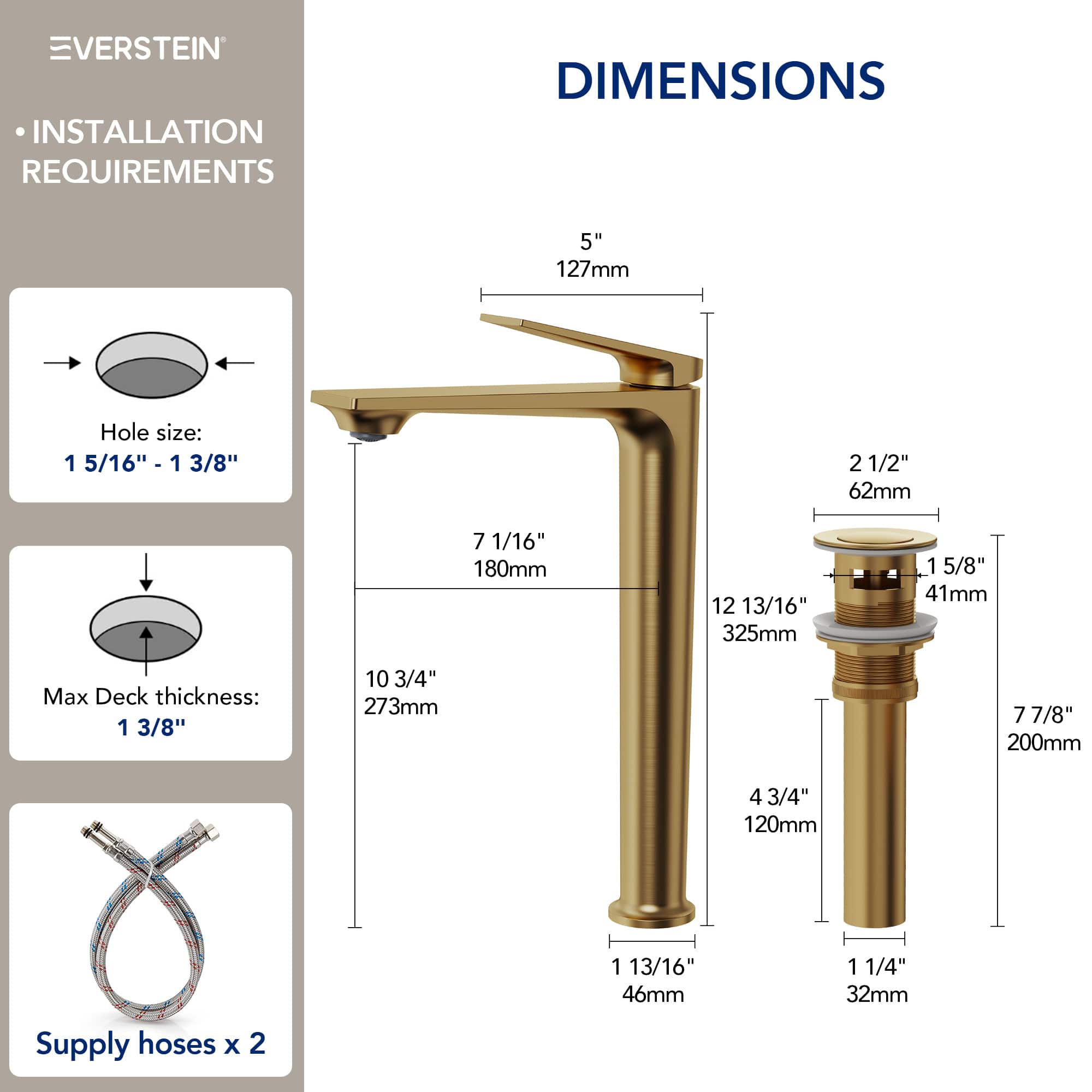 EVERSTEIN SFS-1320B-GD Lavatory-Faucets - View #10