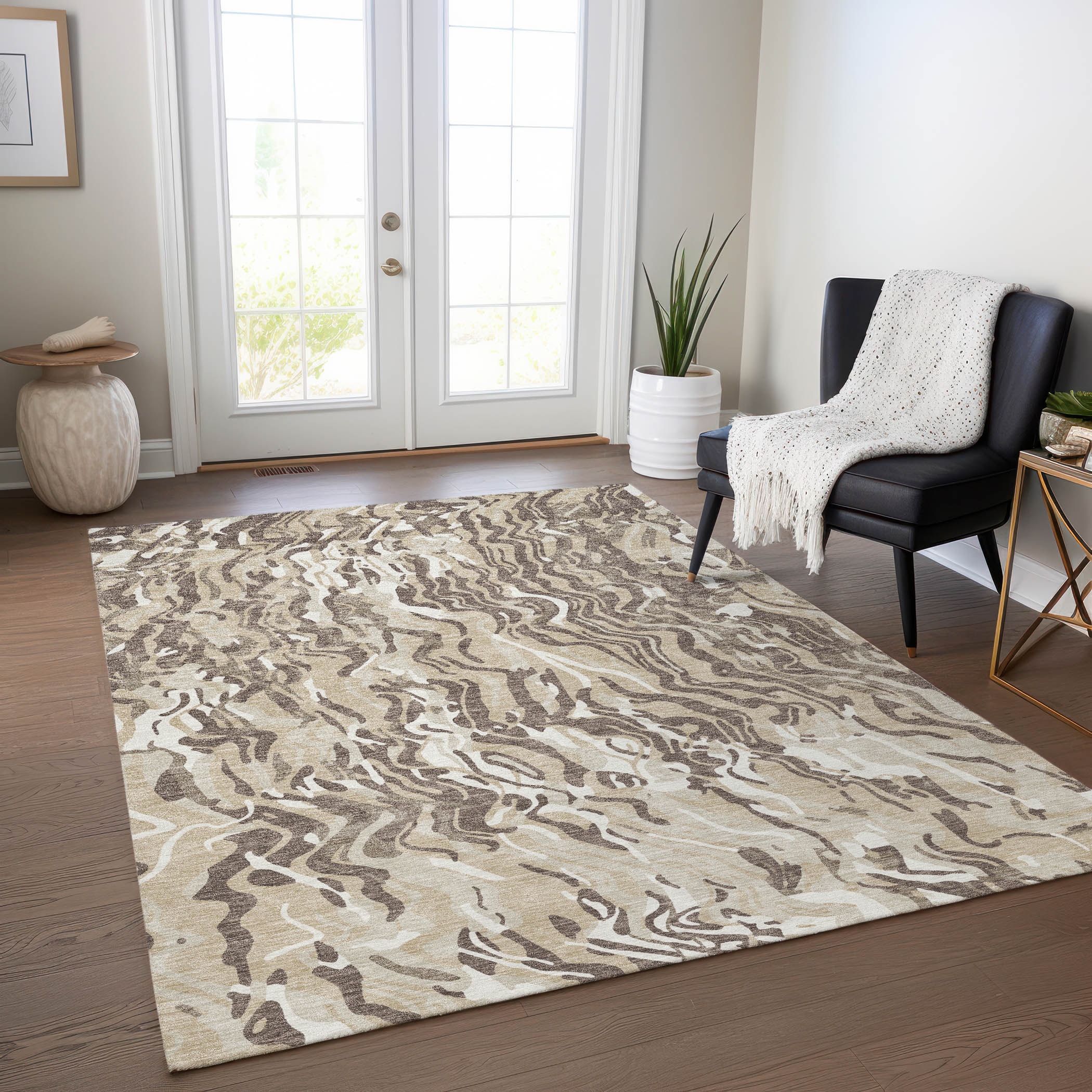 Addison Rugs ACN1038BG30X46 Chantille ACN1038BG 2 x 3 (ft) Polyester Beige Rectangular Indoor/Outdoor Geometric Machine washable Area rug