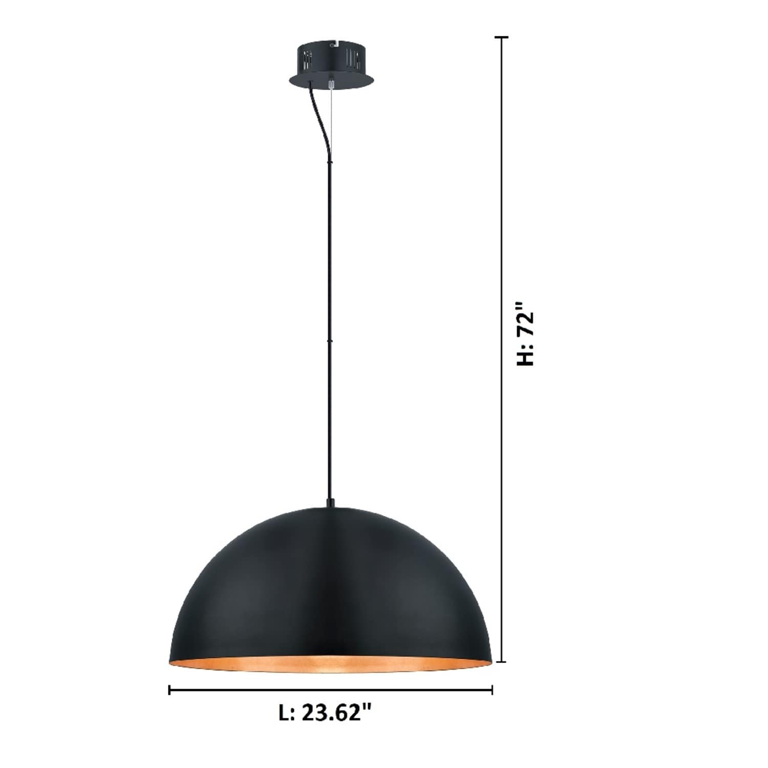 Gaetano 72" Black and Gold LED Bowl Pendant Light