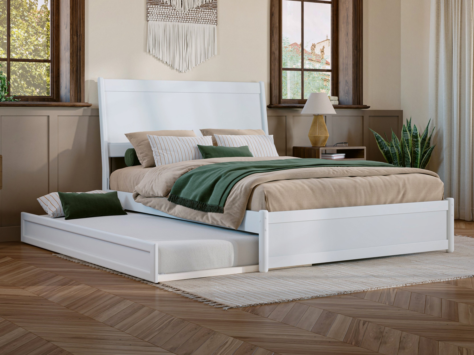 AFI AR9987232 Casanova White Full Wood Trundle Bed