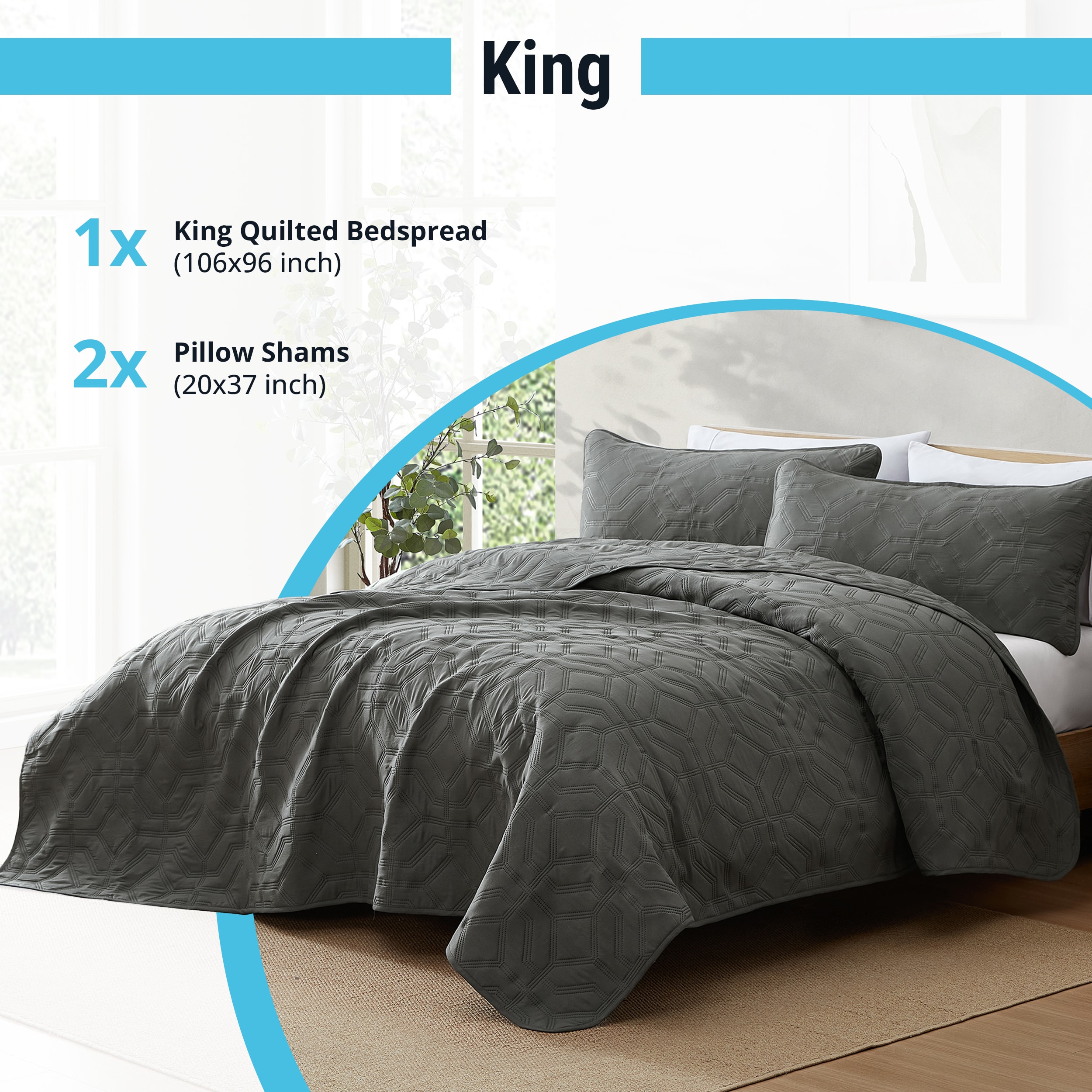 HLC.me LGN-KG-CHARC Comforters-And-Bedspreads - View #3