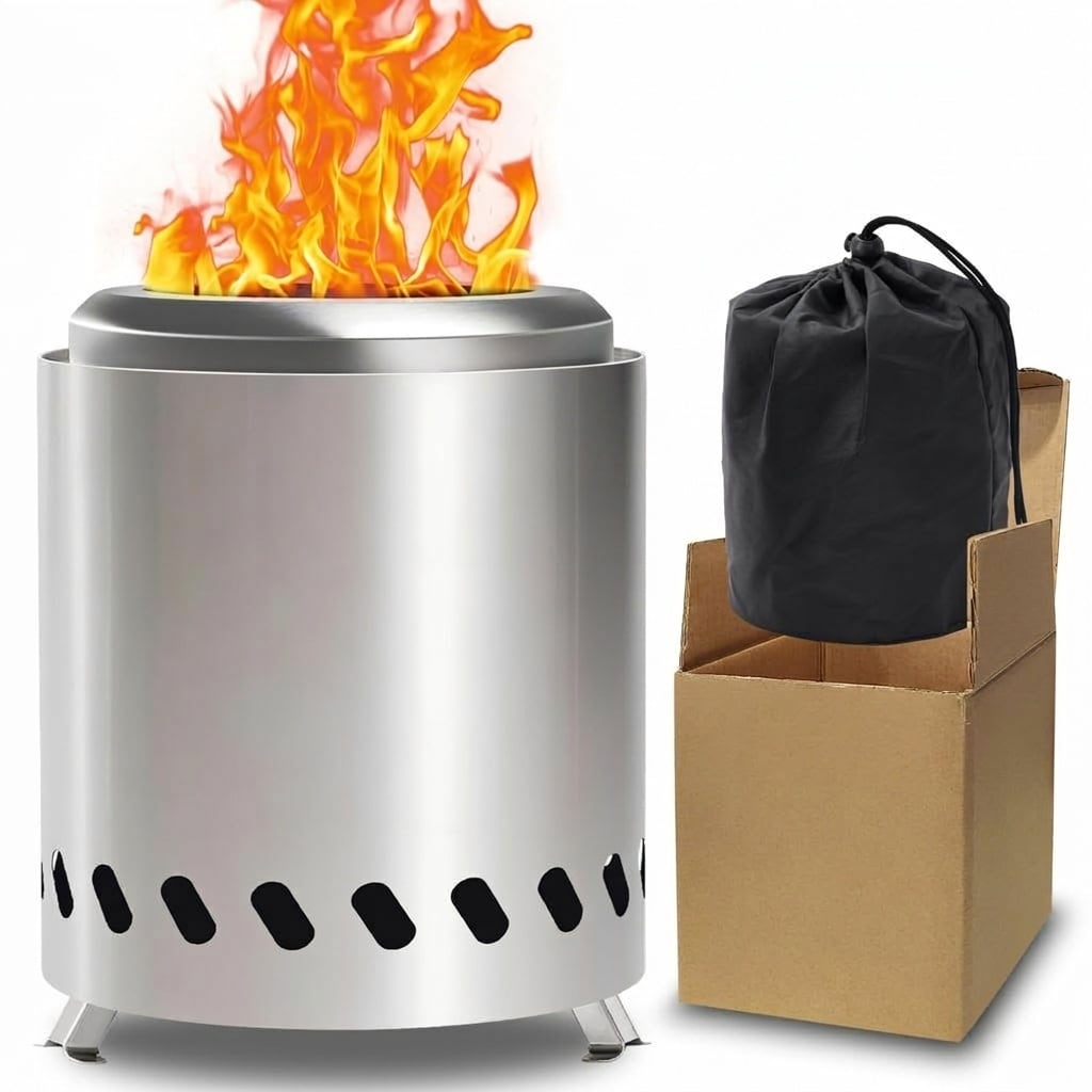 ITOPFOX  Small Tabletop Fire Pit 9.8 x 8.7 Inch Portable Mini Smokeless Firepit Stainless Steel for Outdoor Patio Camping Fueled by Pellets or Wood 1 Piece