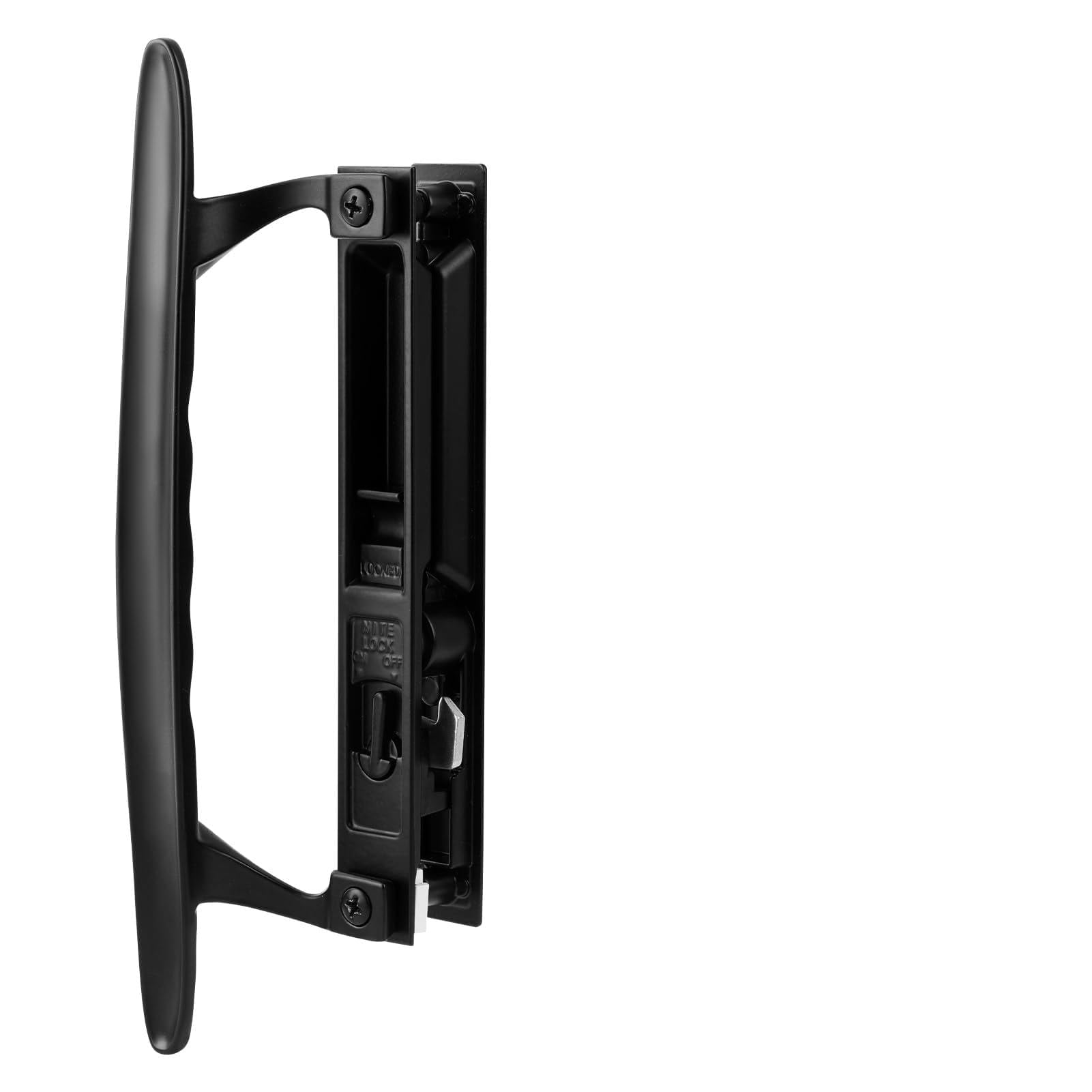 Adrinfly  Sliding Patio Door Handle Set Non Keyed Black Diecast Replacement Handle Fits One Inch to One and One Eighth Inch Thick Sliding Glass