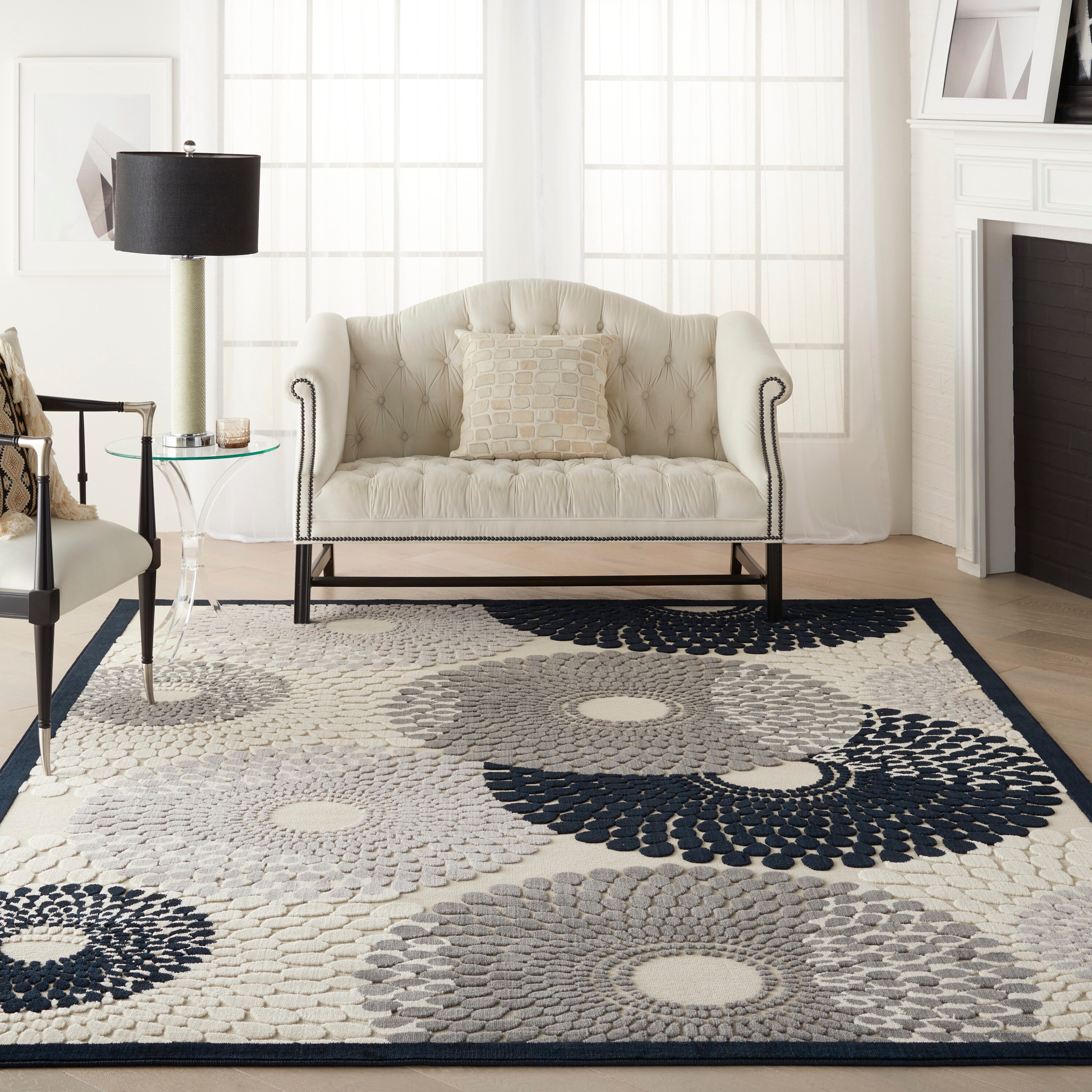 Nourison 11807 Graphic Illusions 8 x 10 (ft) Synthetic Parchment Rectangular Indoor Abstract Area rug