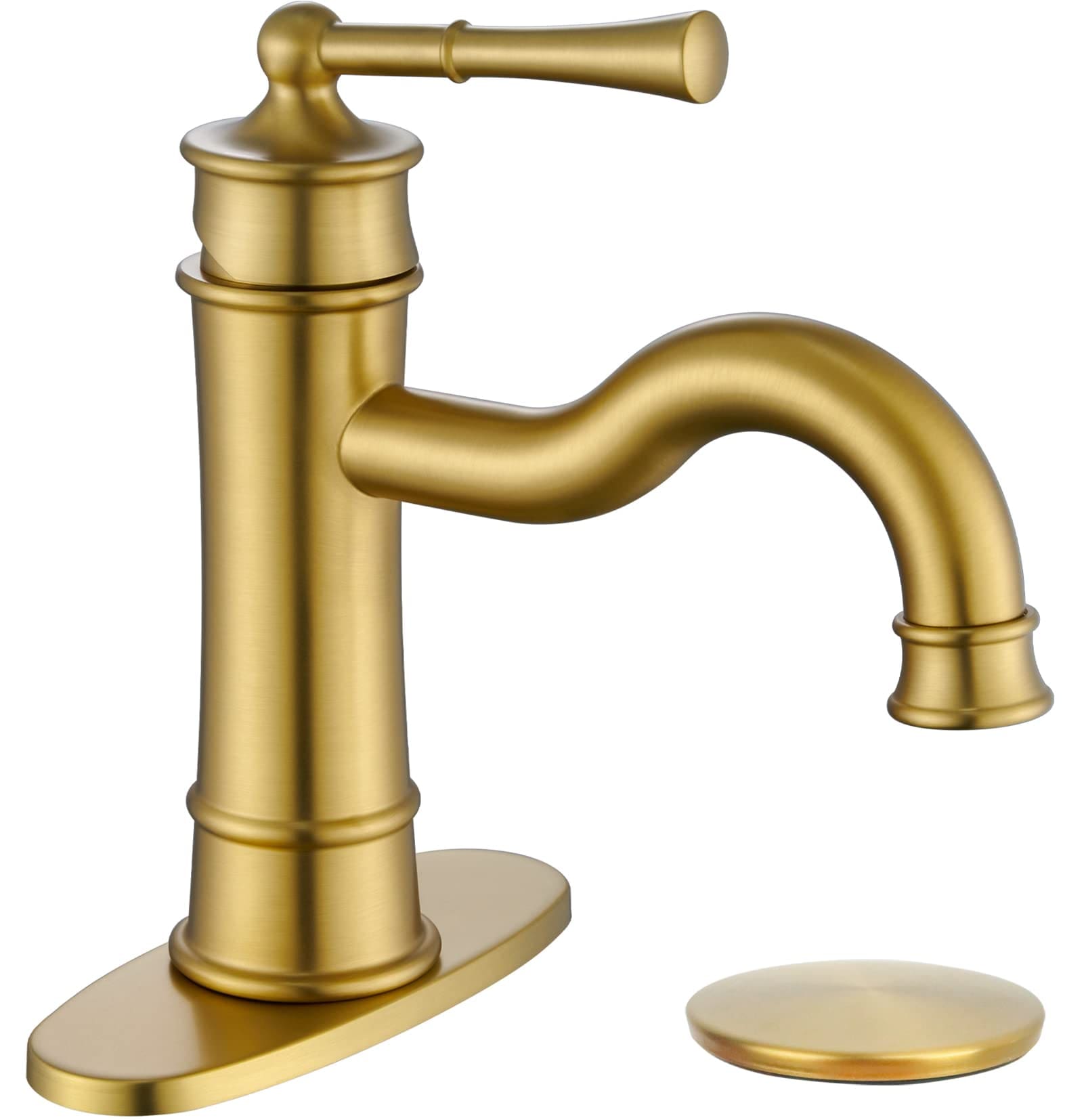 AKSCYZM Roman Bathroom Sink Faucet Brushed Gold Single Hole Deck-Mount ...