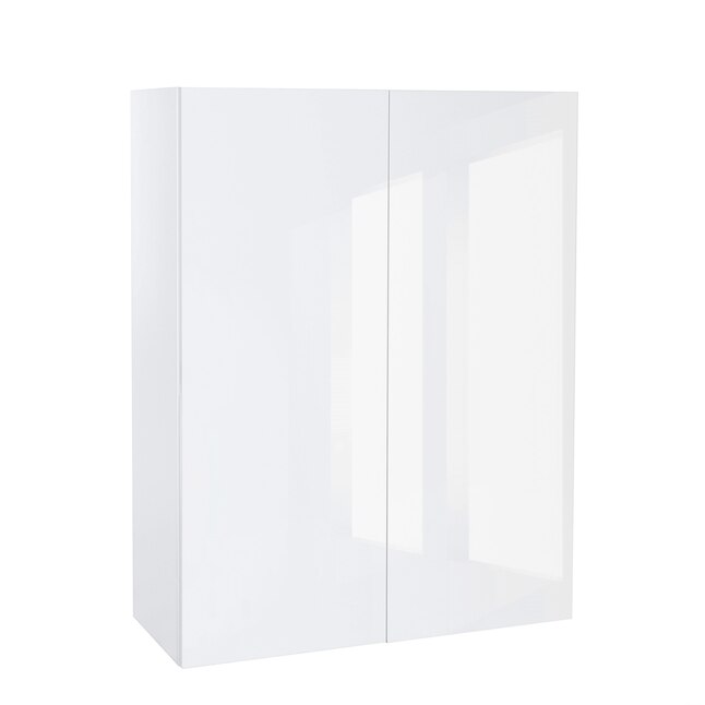 Cambridge 27-in W x 42-in H x 12-in D Glossy White Engineered Wood Door Wall Stock Cabinet Cambridge 27-in W x 42-in H x 12-in D Glossy White Engineered Wood Door Wall Stock Cabinet