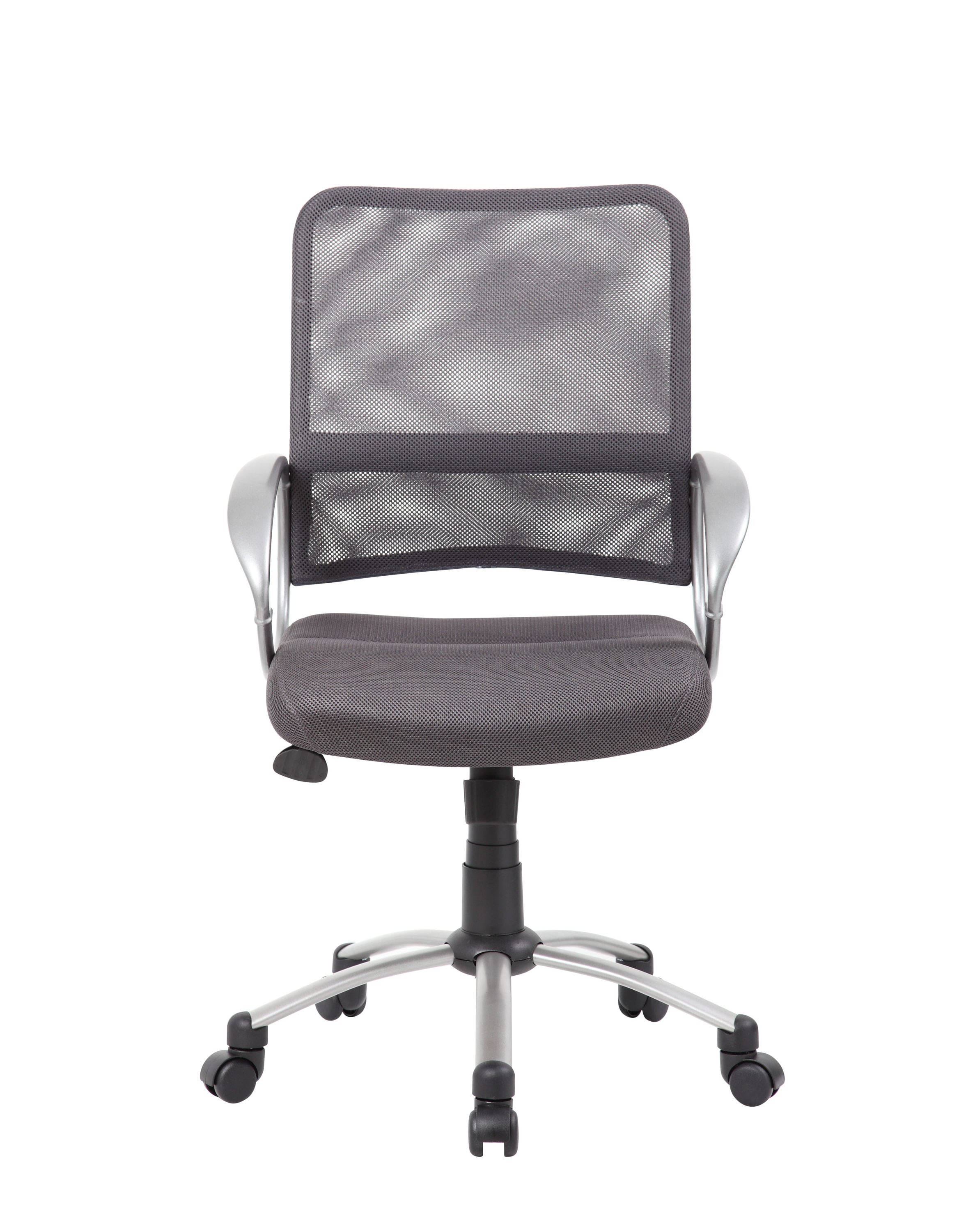 Charcoal Grey Mesh Swivel Task Chair with Pewter Finish Metal Base