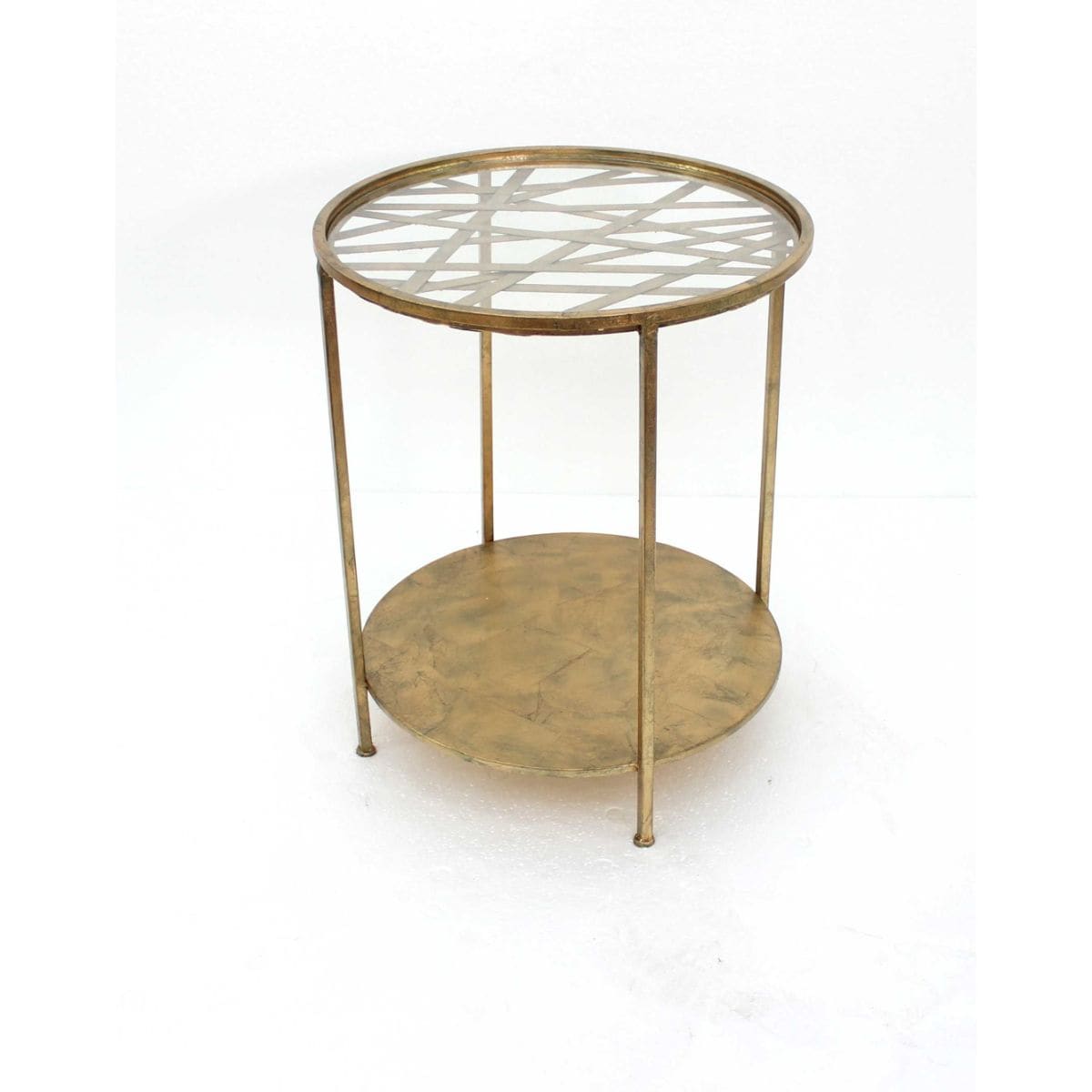 HomeRoots 274422 Mariana 20-Inches W x 24-Inches H Gold Glass Round Modern End Table Assembly Required