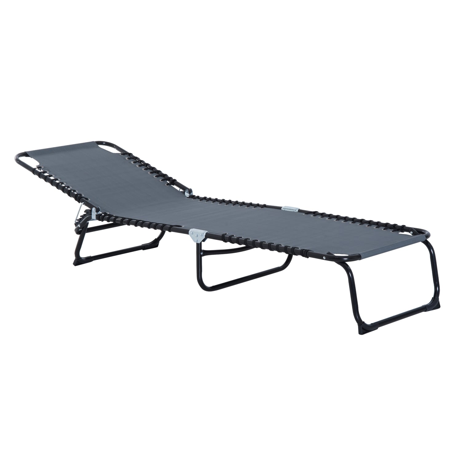 Siavonce XH41076 Gray Steel Frame Stationary Chaise Lounge Chair with Mesh Seat