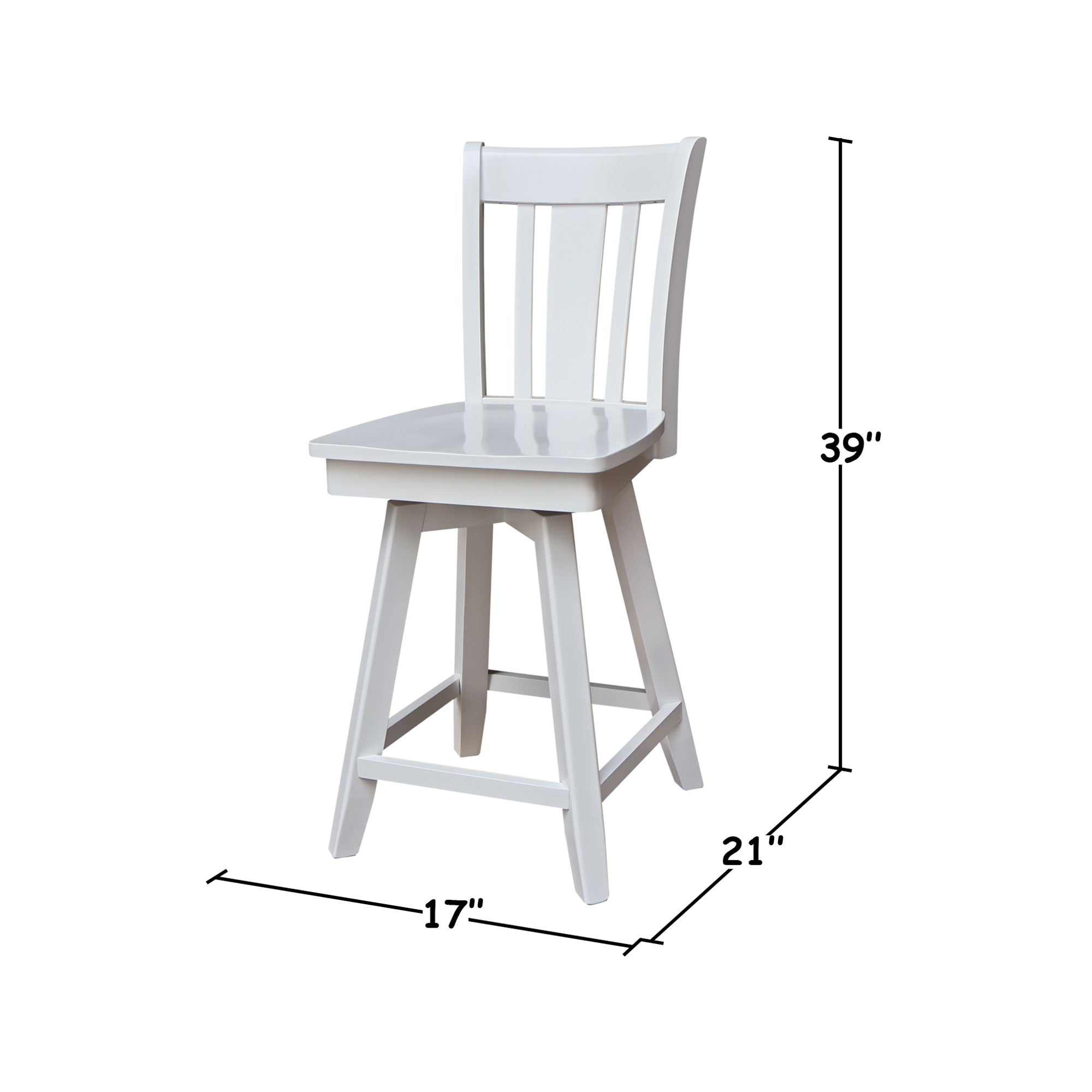 San Remo White Wood Swivel Counter Height Stool