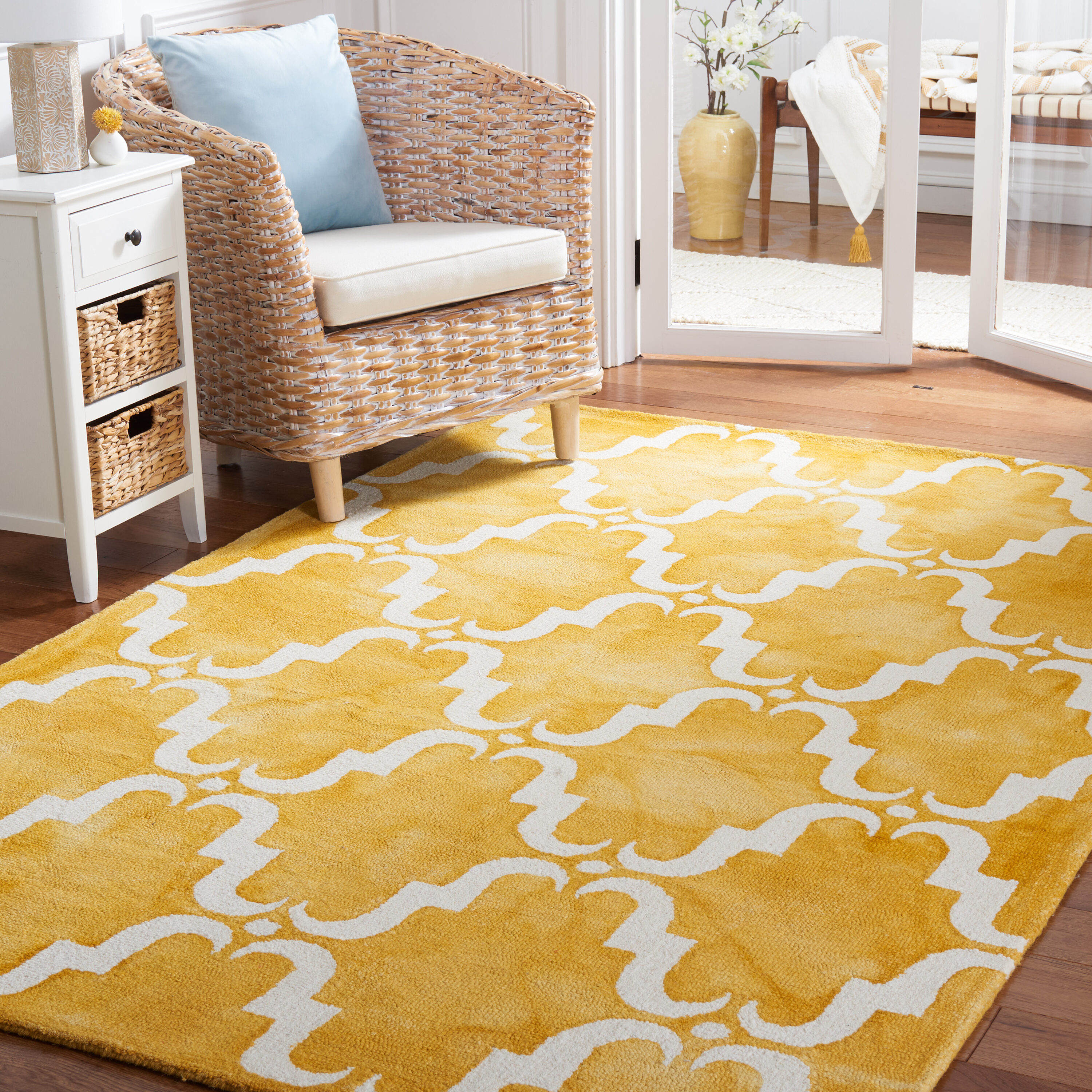  Dip Dye 536 Gold/Ivory Contemporary 5ft x 8ft Medium Rectangle Rug