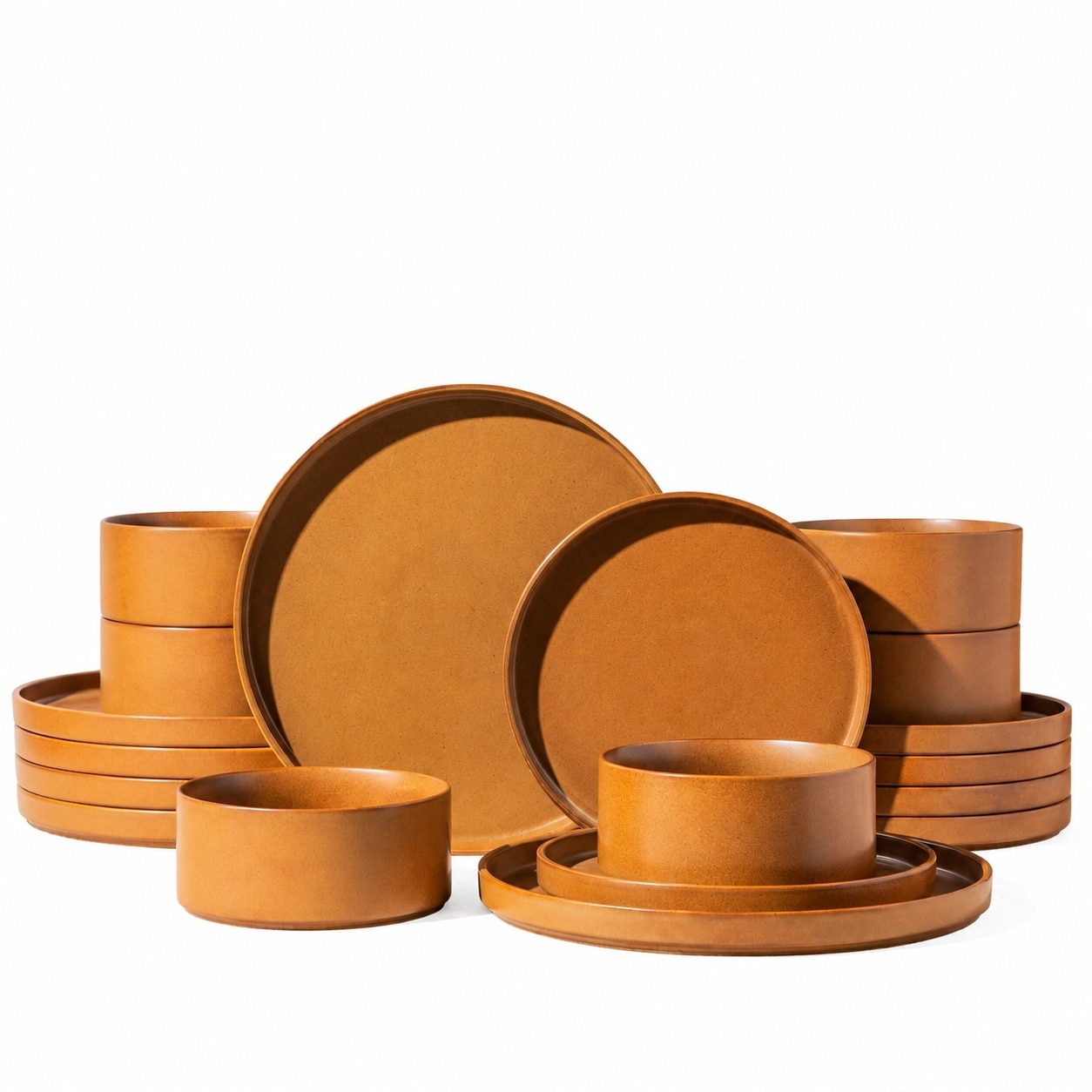 Aoibox  12 Piece Reactive Glaze Stoneware Dinnerware Set in Caramel Service for 4 Dinnerware Sets 17 63 x 13 43 x 7 52 in