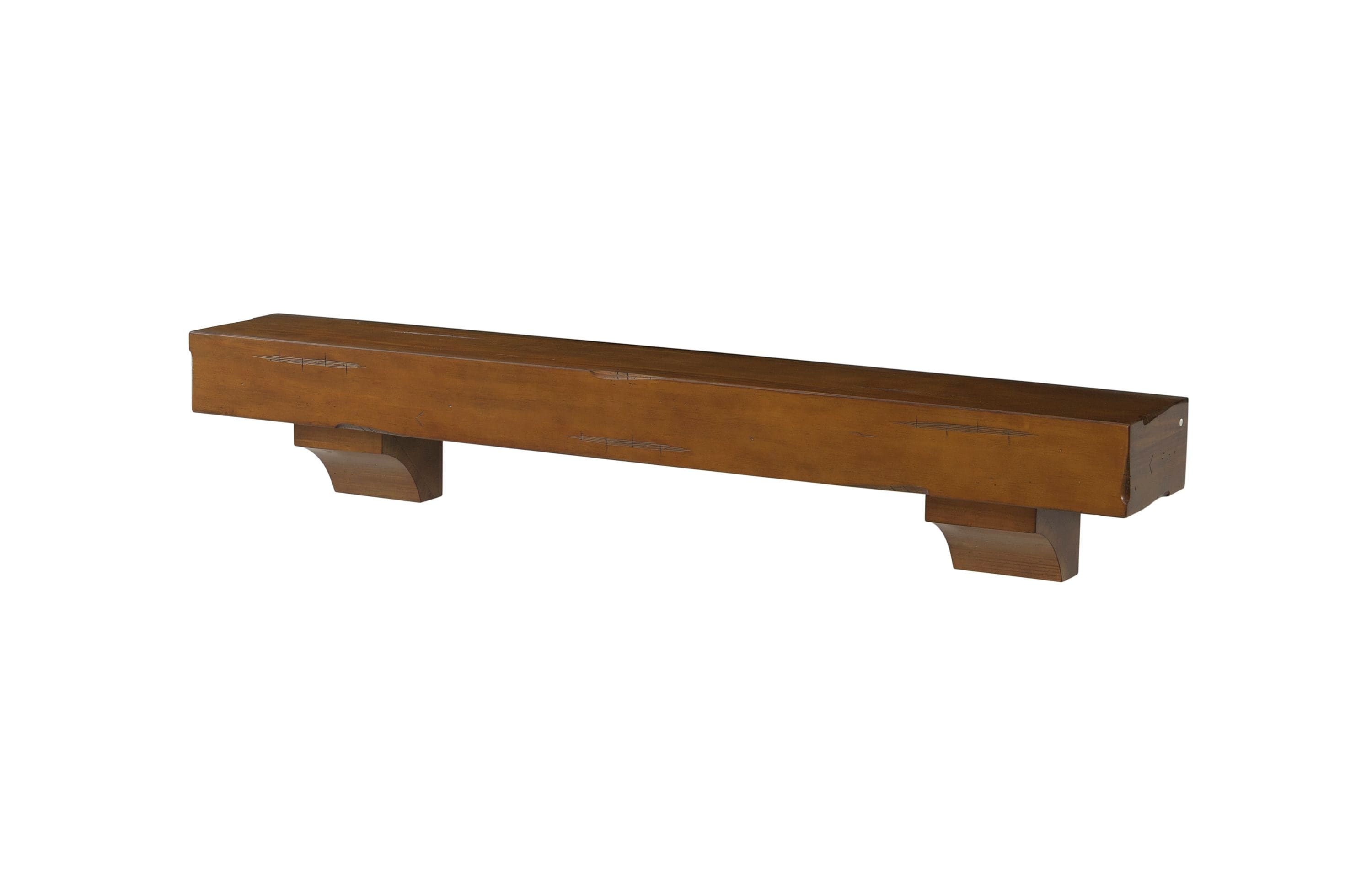 Pearl Mantels SSUP7241250L 72-in W x 10.5-in H x 9-in D Russet Distressed Pine Hollow Traditional Fireplace Mantel