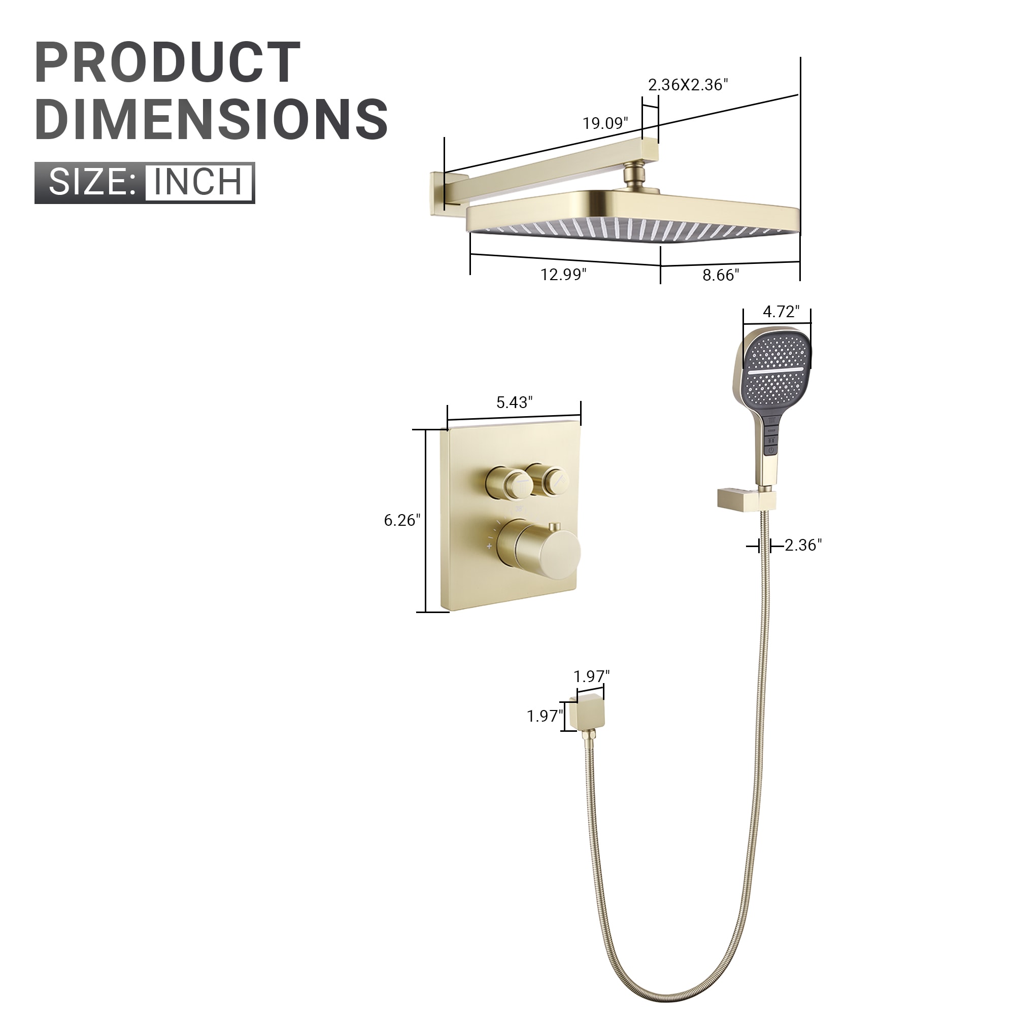 Mondawe MD-RB1234 Showerhead-Bar-Panels - View #9
