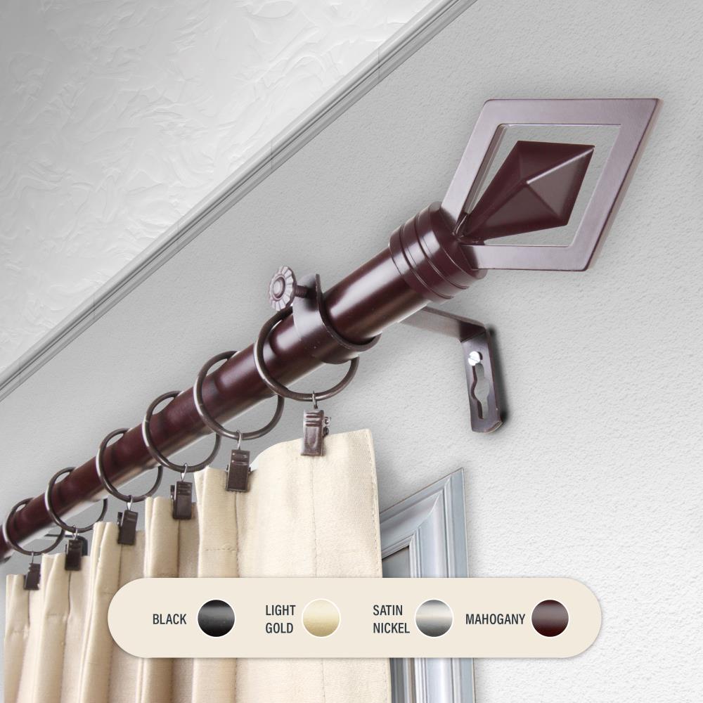 Hart & Harlow L100-69-486 1-in Liliana 48-in to 84-in Mahogany Steel Single curtain rod with Finials