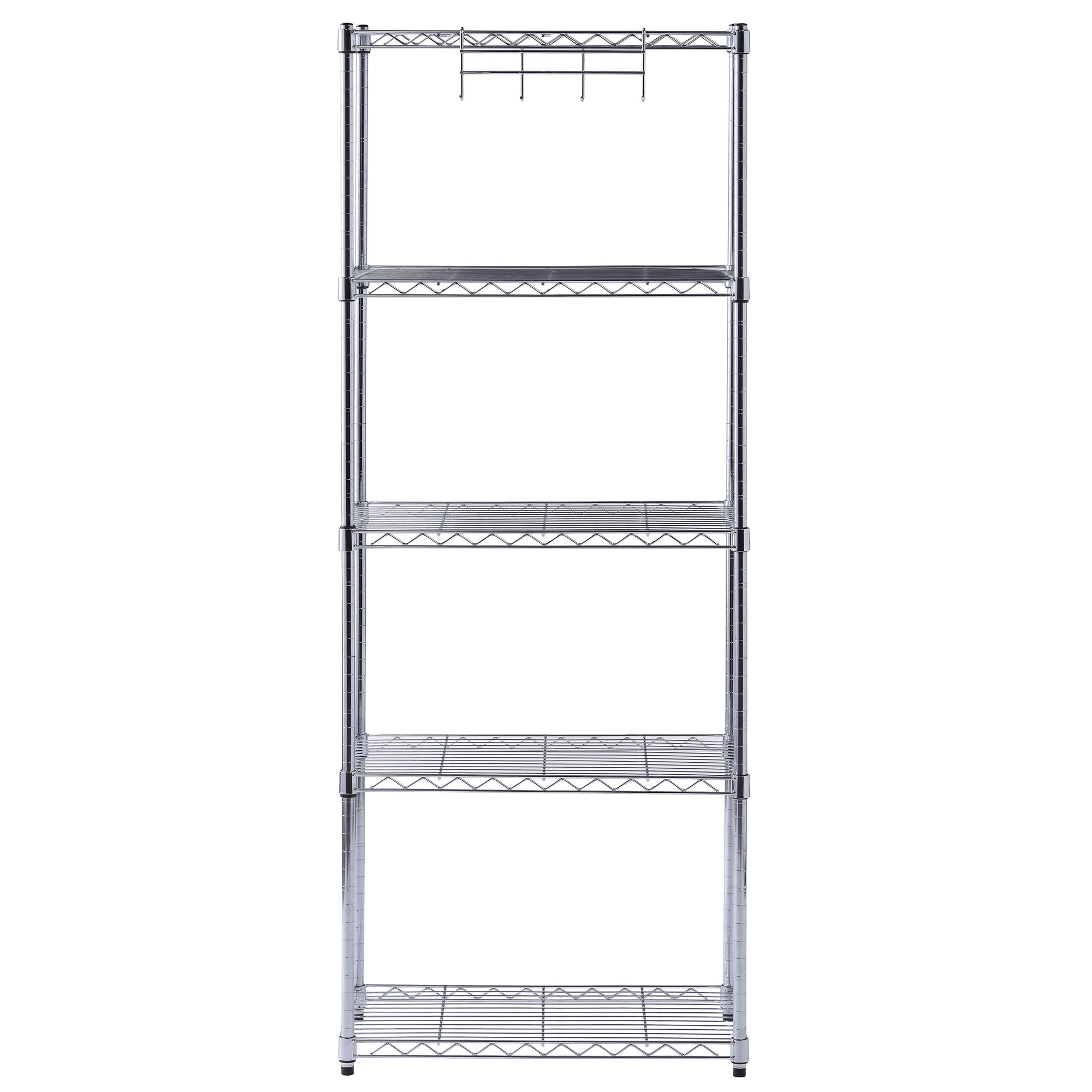 Adjustable Chrome 5-Tier Wire Shelving Unit for Kitchen and Garage