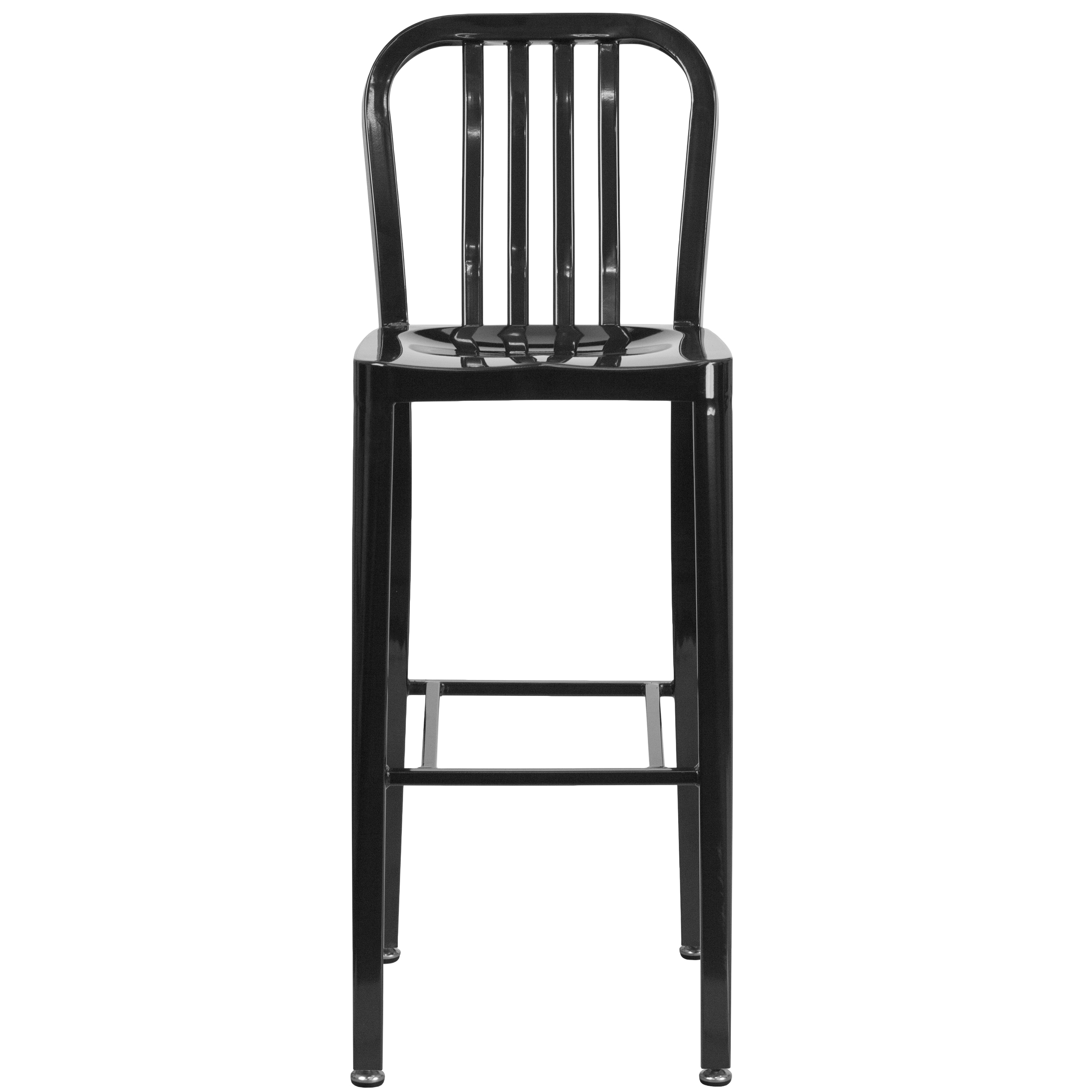 Black Metal 30" Indoor-Outdoor Slat Back Barstool