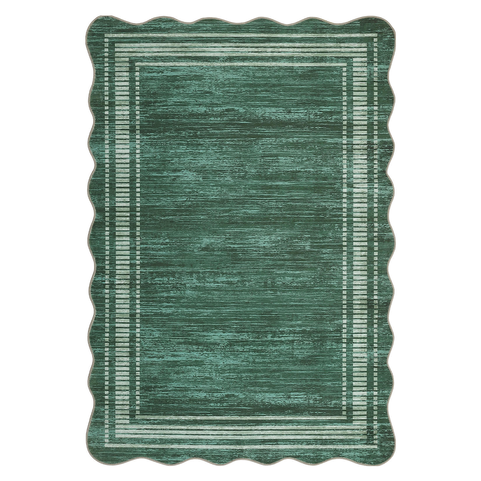 Qeetex SUNNY-PHK-33JPJQY9 10 x 13 ft Polyester Green Rectangular Machine Washable Geometric Bordered Living Room Bedroom Dining Room Machine Washable Area Rug