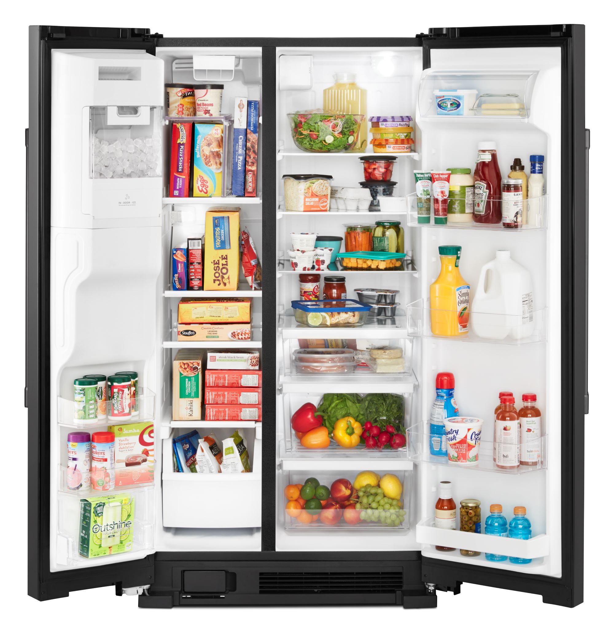 Maytag 24.5-cu ft Side-by-Side Refrigerator with Ice Maker (Black) in ...