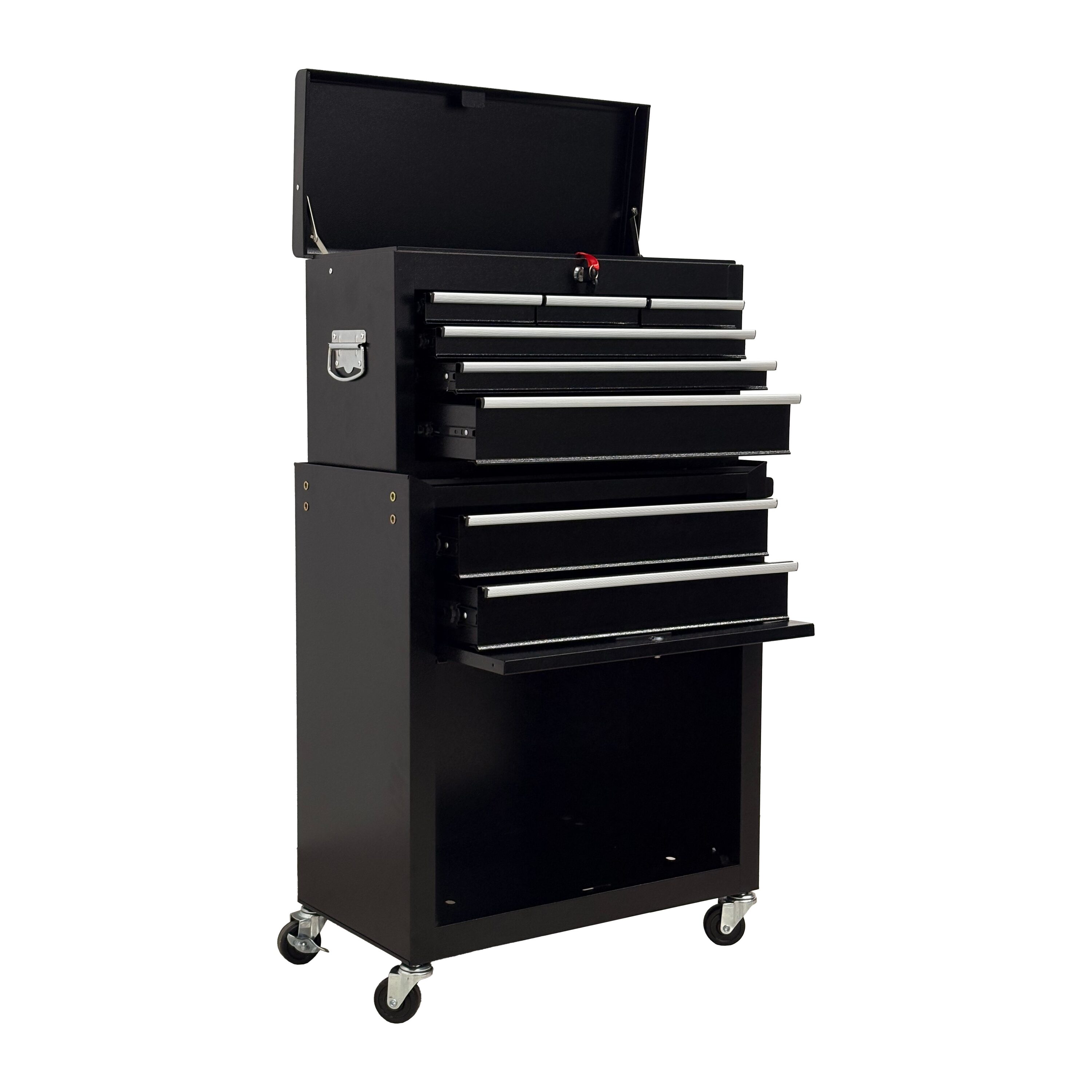 KTMBDW 2-in-1 Tool Chest and Cabinet with 6 Sliding Drawers Rolling Garage Organizer -Black