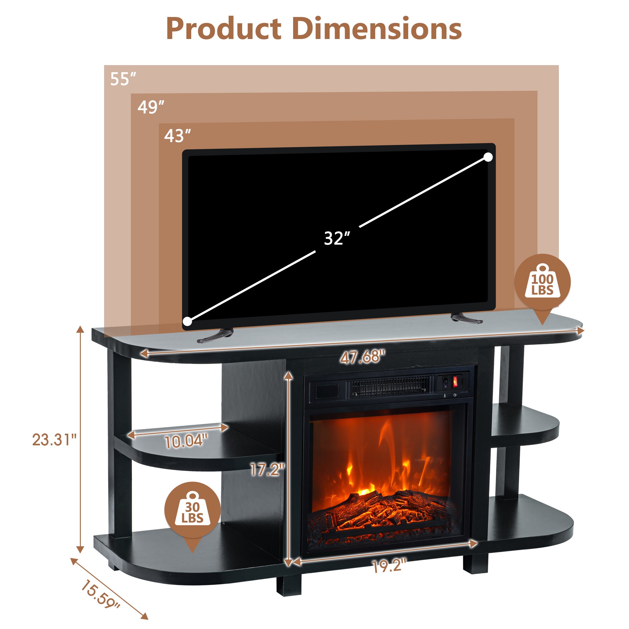 IHOMEadore BBJ01063-48-18C-BK Electric-Fireplaces - View #4