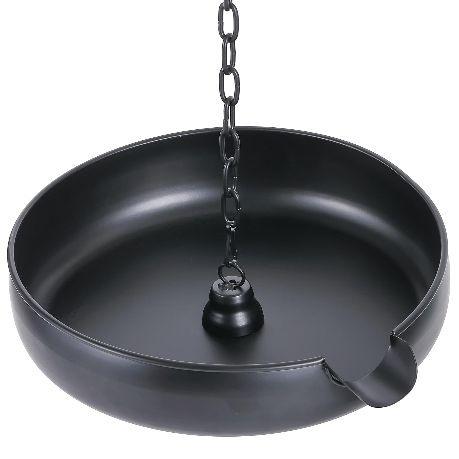ITOPFOX  Metal Rain Chain Anchoring Basin Black Outdoor Water Feature Bowl for Garden Lawn Patio Downspout Gutter 10 Inch Diameter 2 Inch High