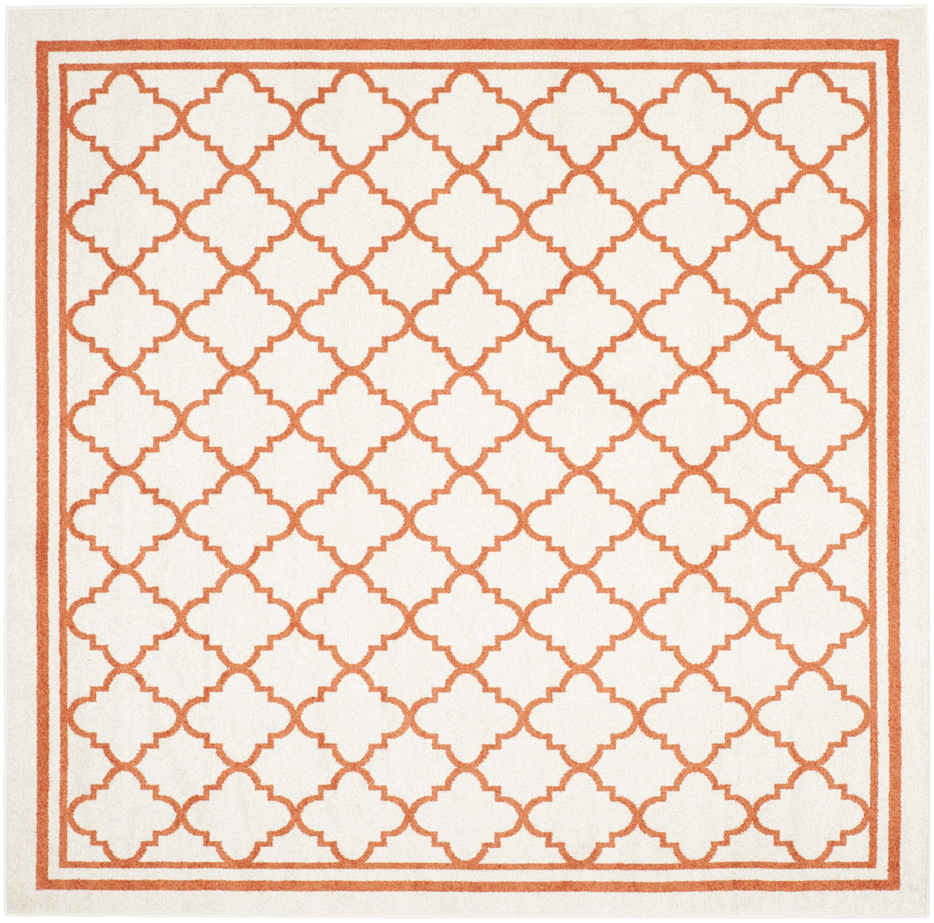 Safavieh AMT422F-7SQ Amherst Kelly 7 x 7 (ft) Loomed Synthetic Beige/Orange Square Indoor/Outdoor Trellis Farmhouse/Cottage Area rug