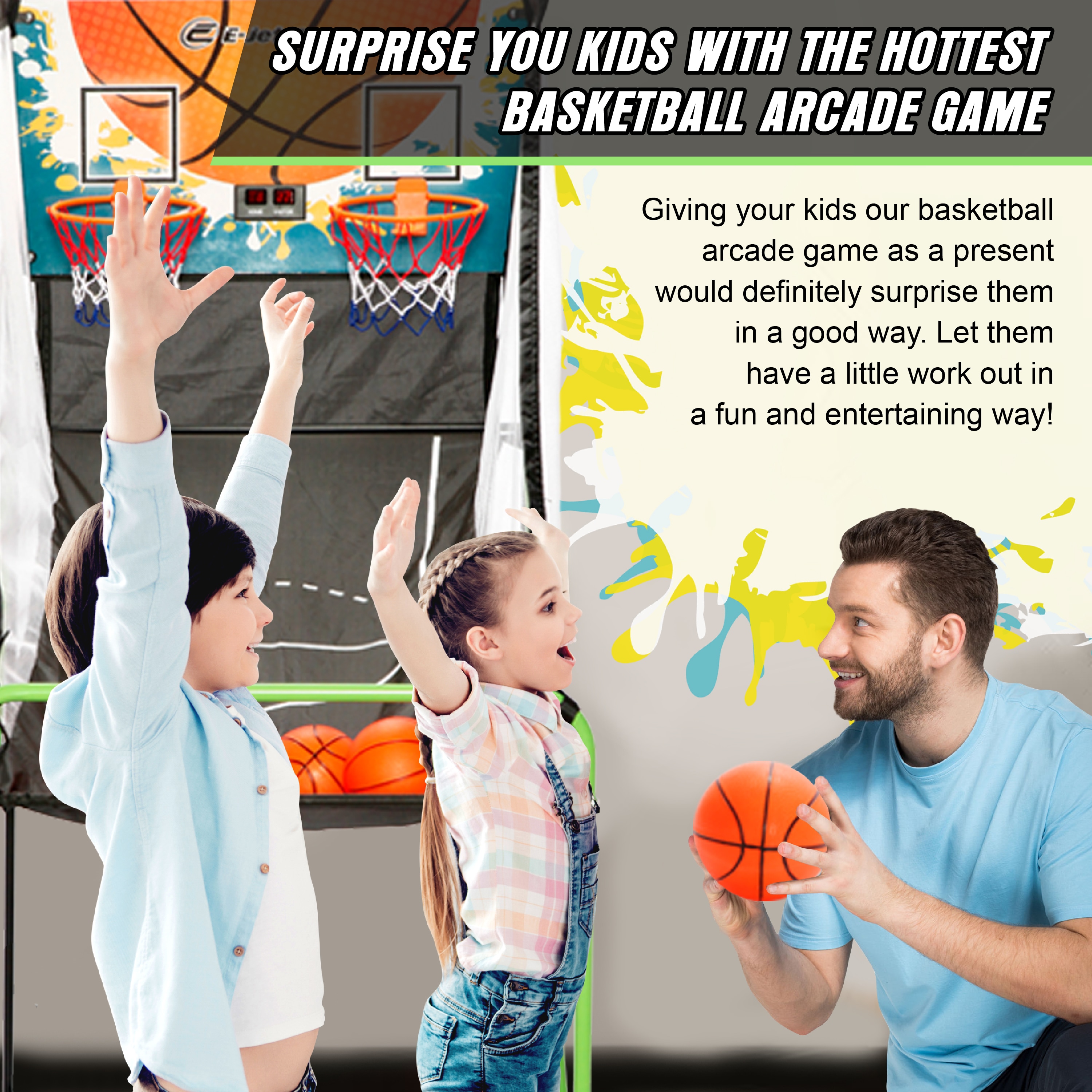  E-Jet Arcade Basketball Game, Basketball Gifts for Boys Girls  Kids Children, Youth & Teens