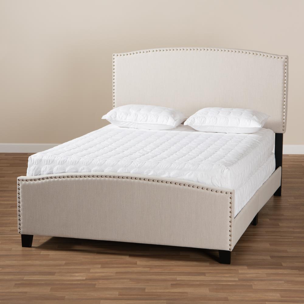 Baxton Studio Morgan Beige Black Full Upholstered Panel Bed at