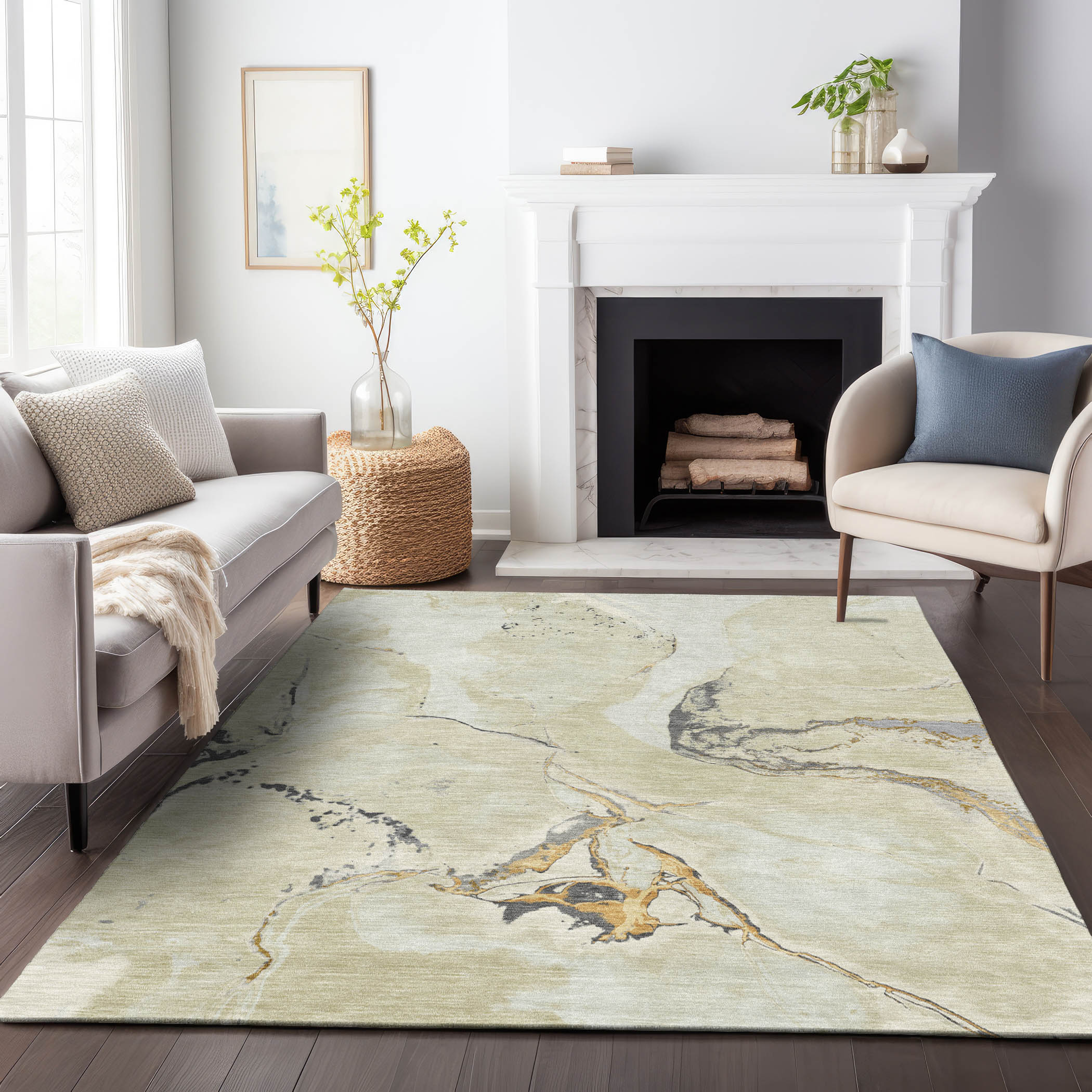 Addison Rugs ACN1005IV3X5 Chantille ACN1005IV 3 x 5 (ft) Polyester Ivory Rectangular Indoor/Outdoor Geometric Machine washable Area rug
