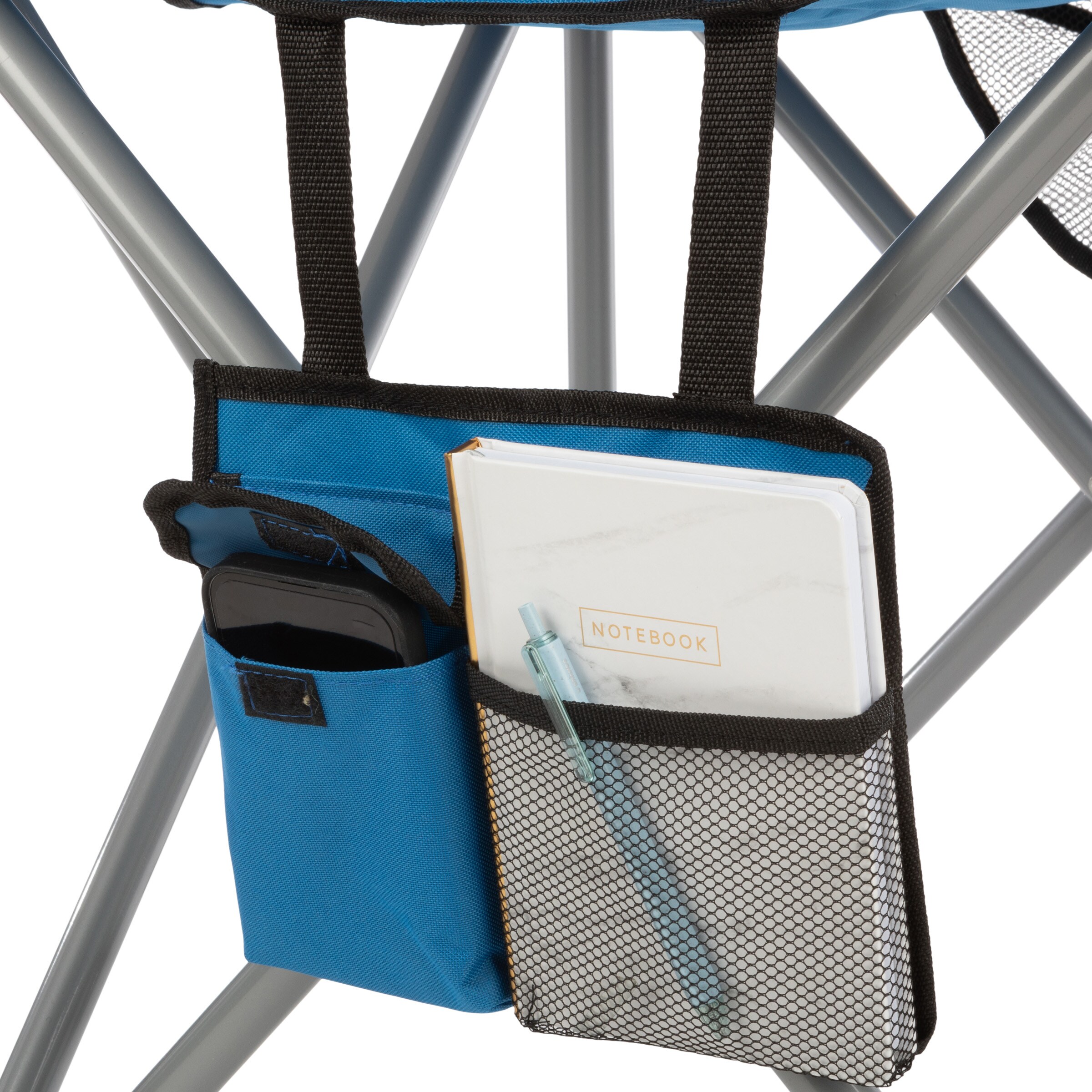 Oversized Blue and Gray Heavy Duty Folding Camping Chair