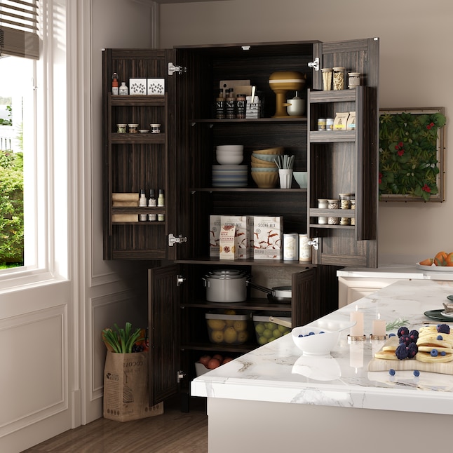Brown Pantry With Wine Storage
