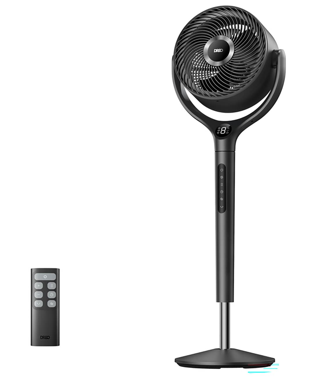 DREO 9-in Indoor Black Oscillating Pedestal Fan with Remote #DR-HPF023