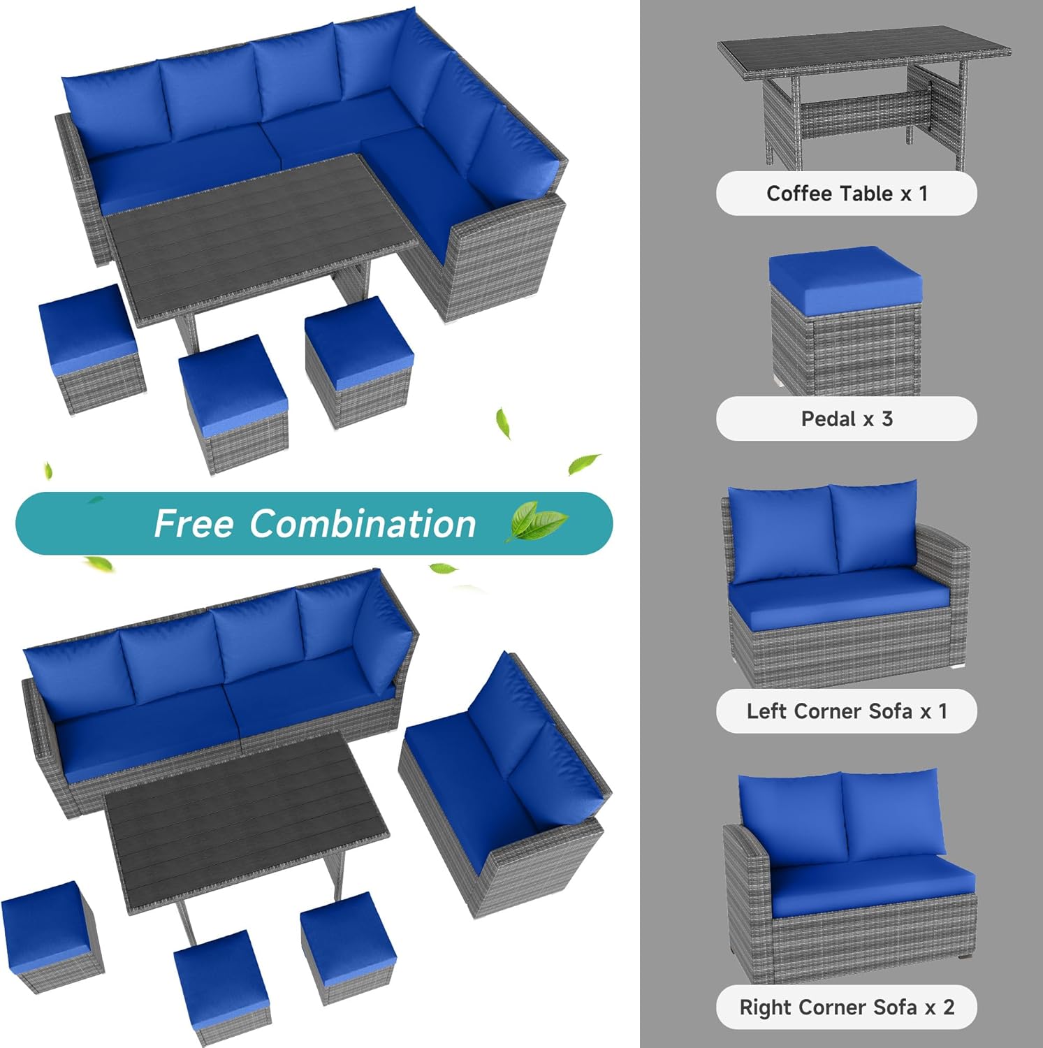 GAOMON CQC-PDOO3B-MT0R Patio-Conversation-Sets - View #5