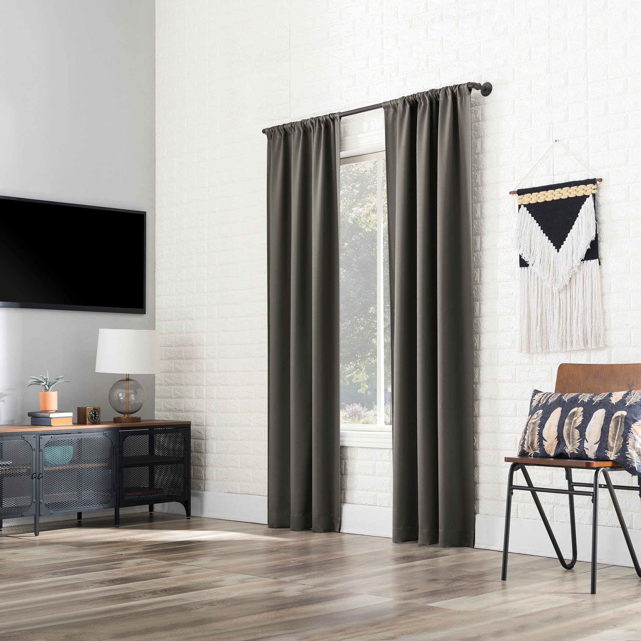 Sun Zero Gray Blackout Rod Pocket Curtain Panel 40" x 63"