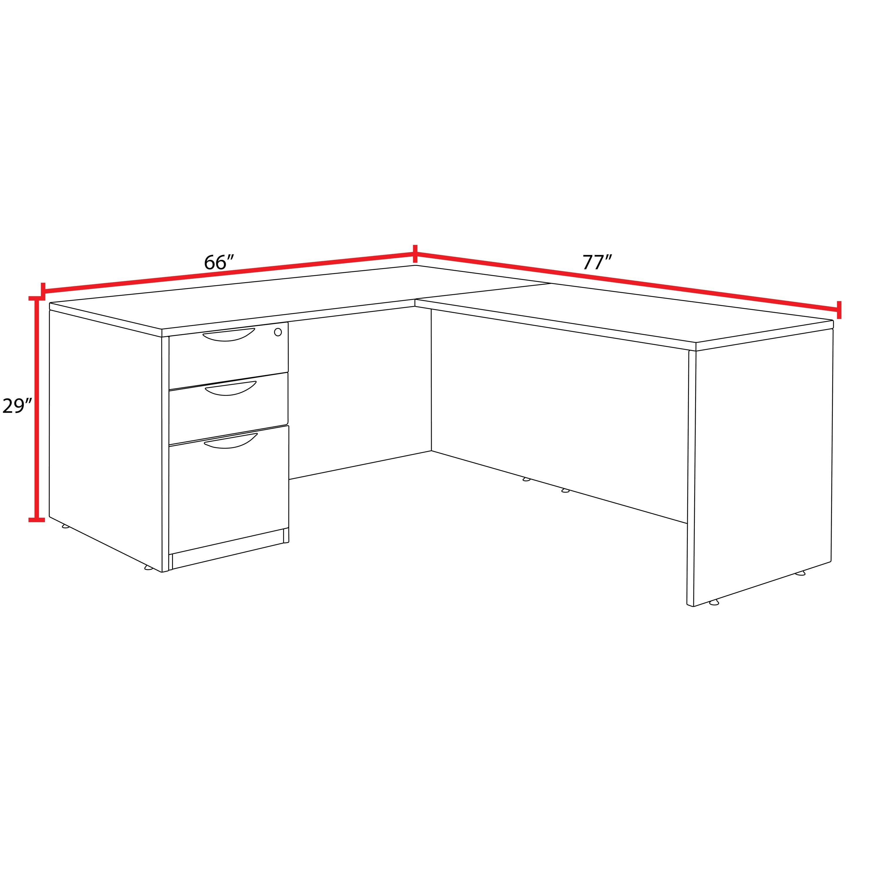 Mahogany L-Shaped Corner Computer Desk with Filing Cabinet