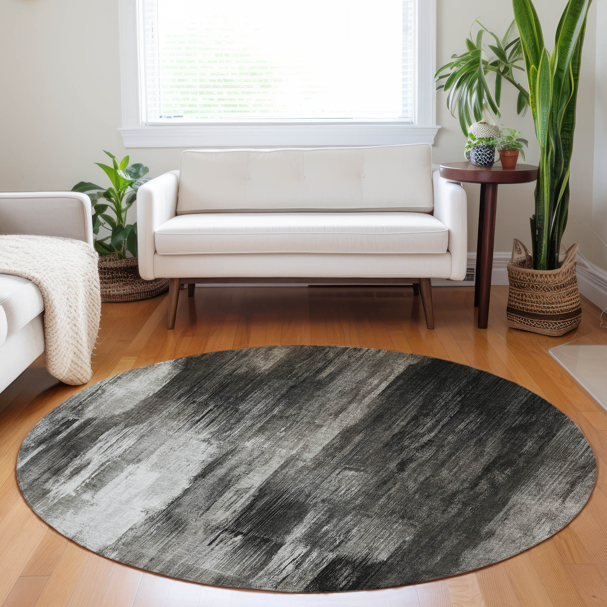 Addison Rugs ACN567GY8RO Chantille ACN567GY 8 x 8 (ft) Polyester Gray Round Indoor/Outdoor Machine washable Area rug