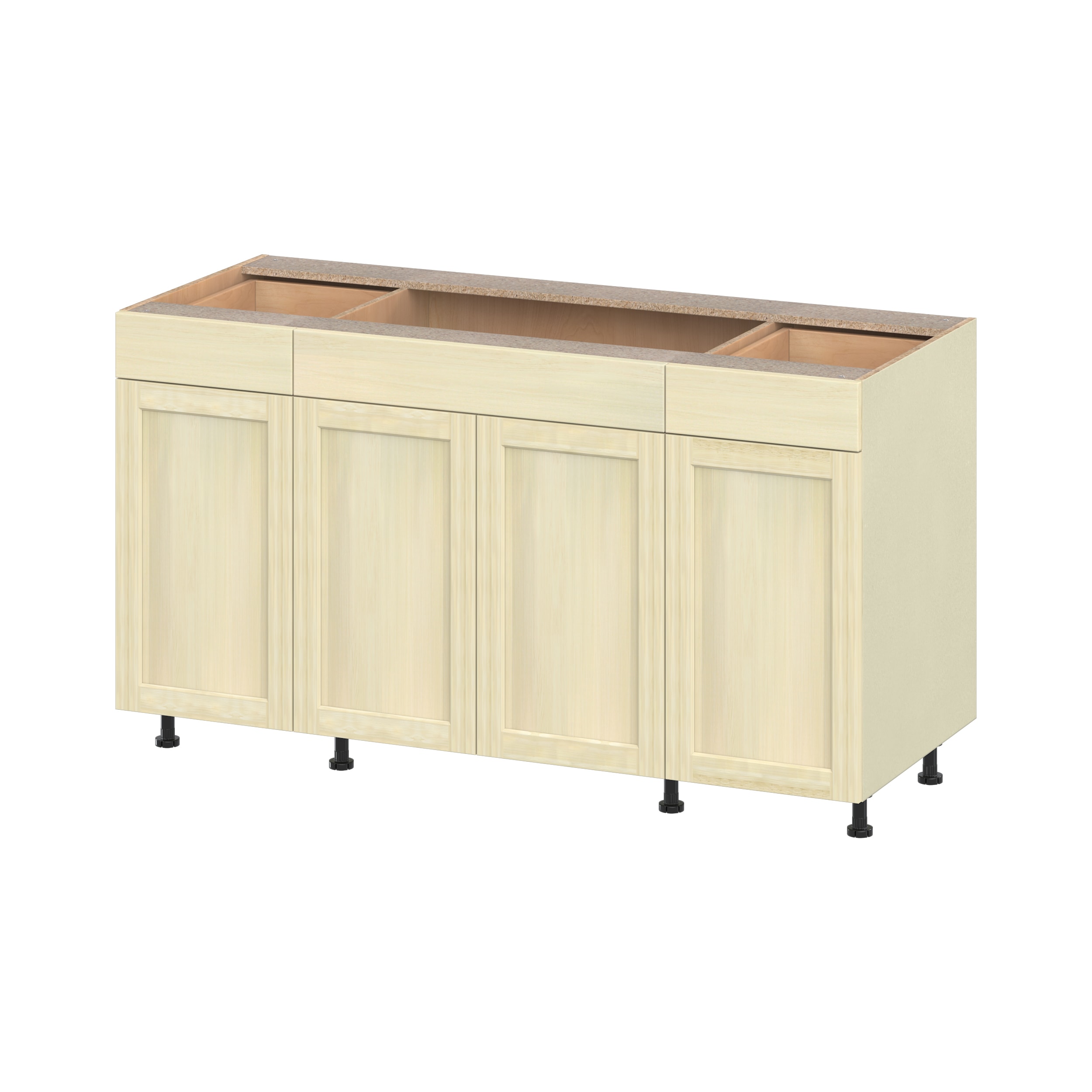 Project Source Omaha Unfinished 60 In W X 34 5 H 24 D Poplar Sink Base Ready To Assemble Cabinet Recessed Panel Shaker Door Style The Kitchen Cabinets Department At Lowes Com