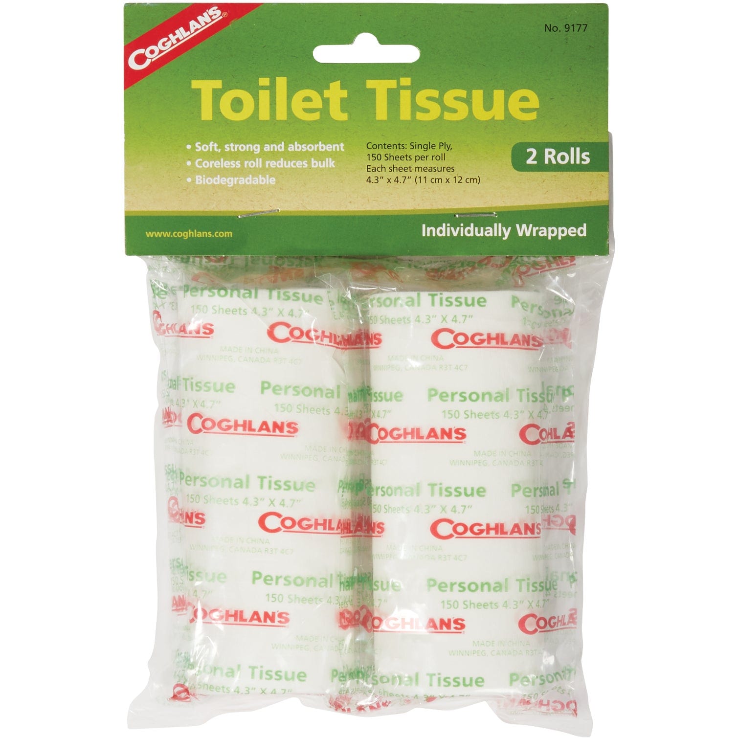 Coghlan's  9177 Toilet Tissue 4-Pack Coreless 1-Ply
