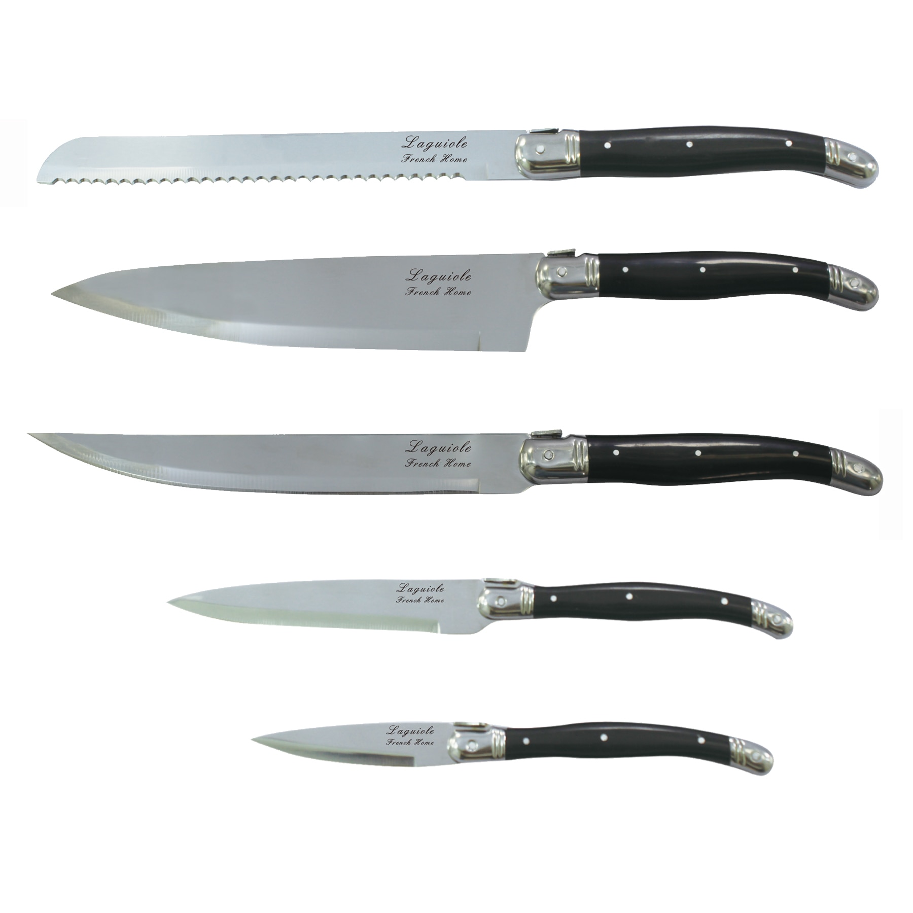 Set of 6 Authentic French Laguiole Steak Knives Multi Color