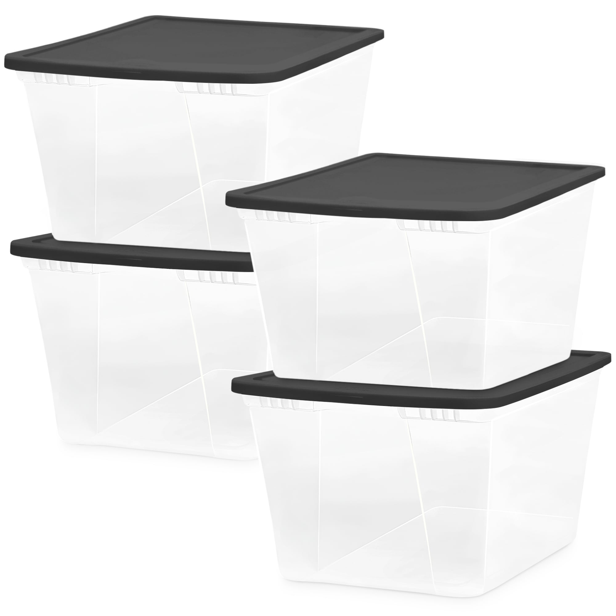 Homz Products 324353 Homz 56 Qt Stackable Plastic Storage Container w/Snaplock Lid  Gray (4 Pack)