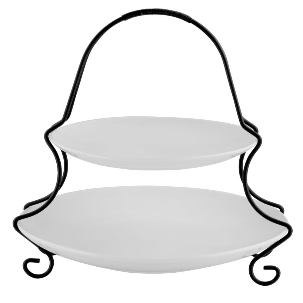 gibson elite gracious dining 3 tier plate set with metal stand
