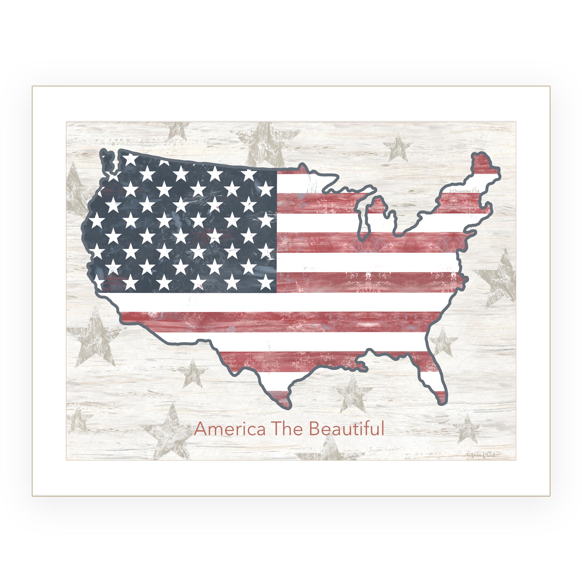 Trendy Decor 4U America the Beautiful byAnnie LaPoint Ready to Hang Framed Print White Frame