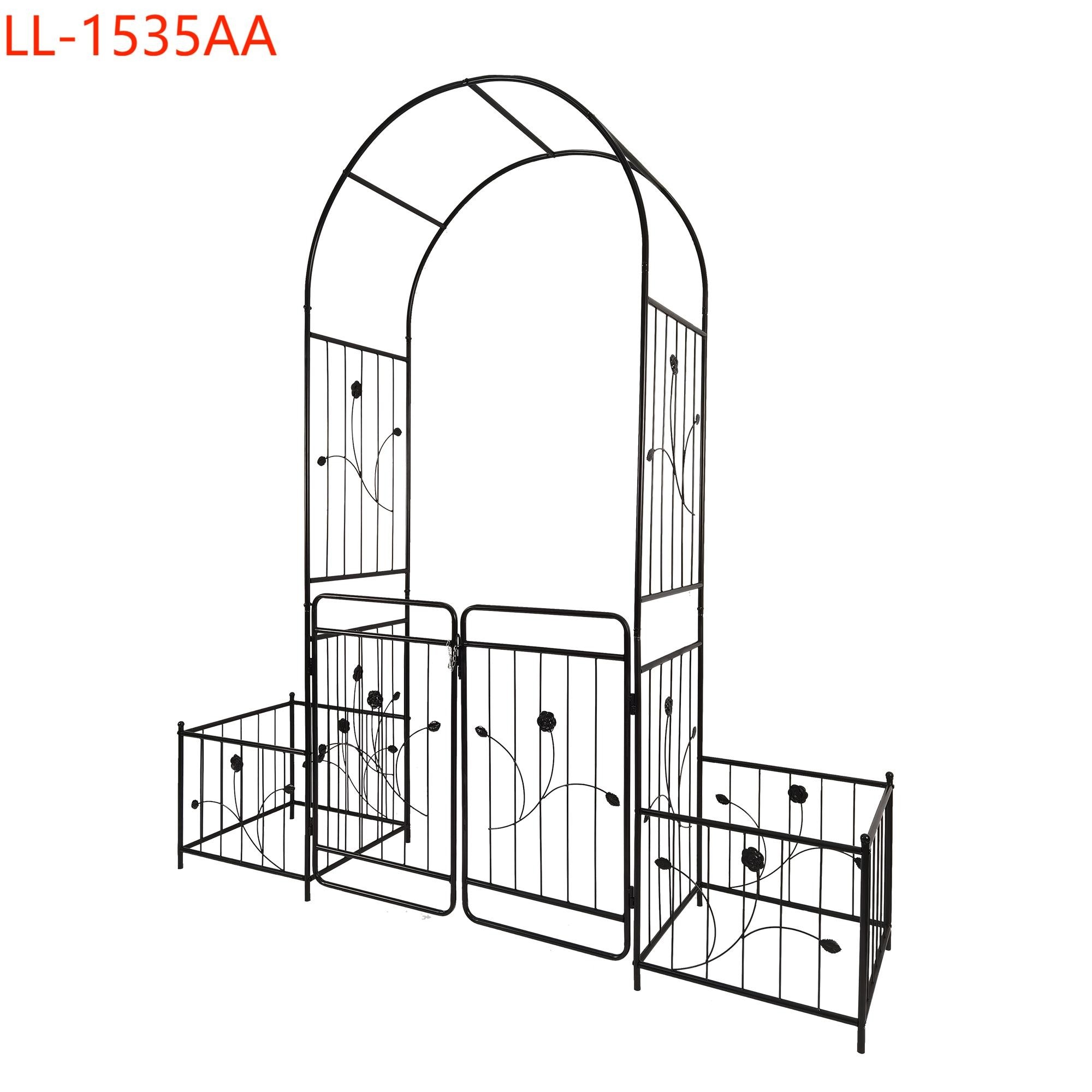 Yiekholo LL-1535AA 79.5-Inches W x 86.6-Inches H Black Iron Traditional Garden Trellis For Climbing Plants For Cucumbers For Roses