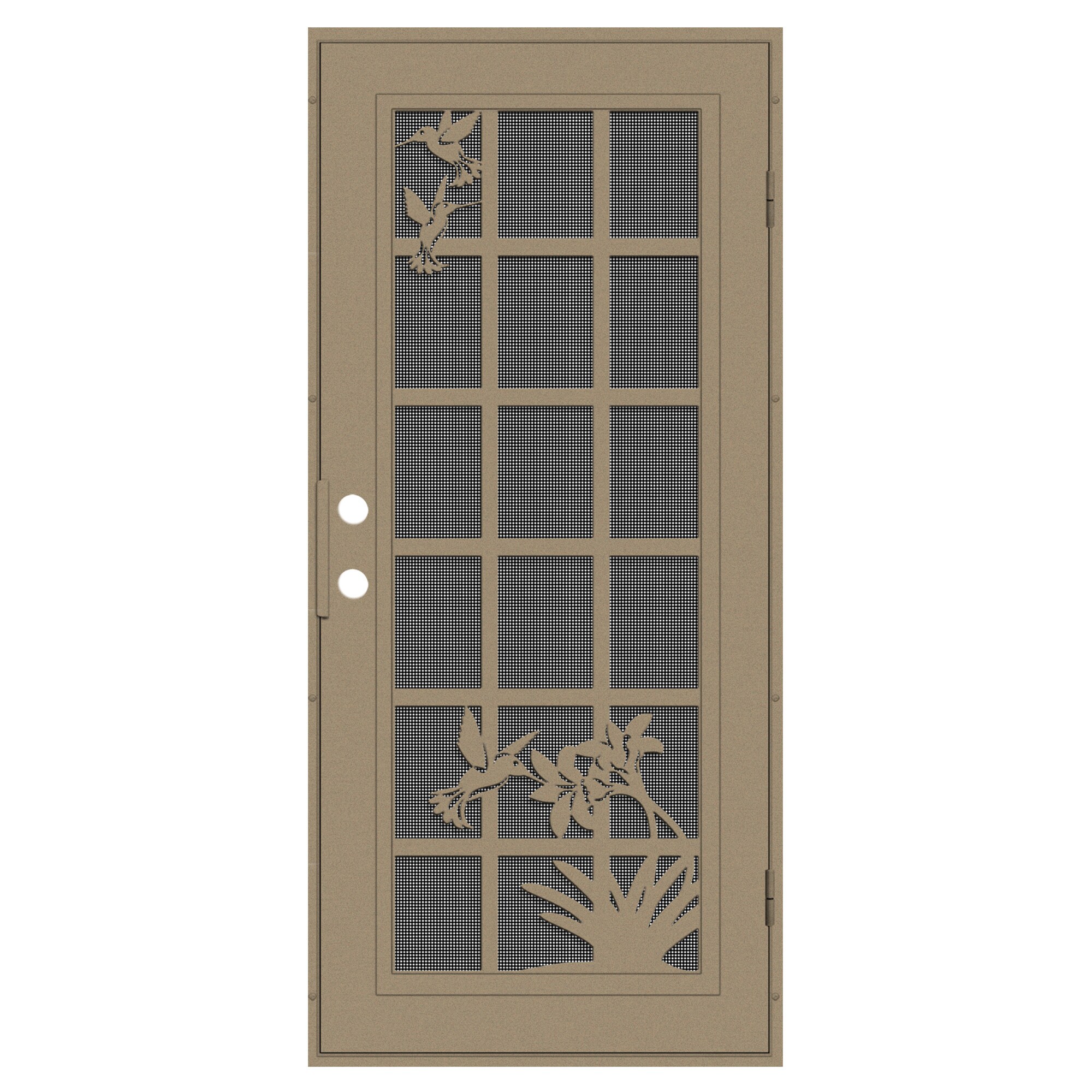 TITAN Premium Aluminum Security Door 30-in x 80-in Desert Sand Aluminum Surface Mount Left-Hand Outswing Security Door with Black Screen in Brown -  3S2034CL1DT00A