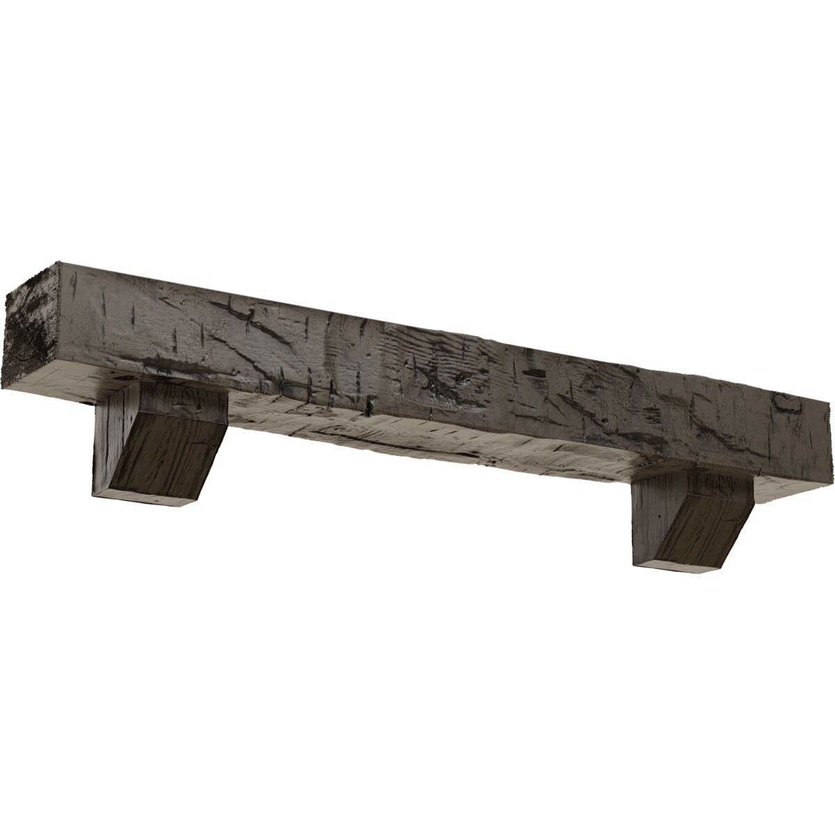 Ekena Millwork MANUHH04X06X60ASBD 60-in W x 4-in H x 6-in D Honey Dew (Burnished) Hollow Urethane Rustic Fireplace Mantel