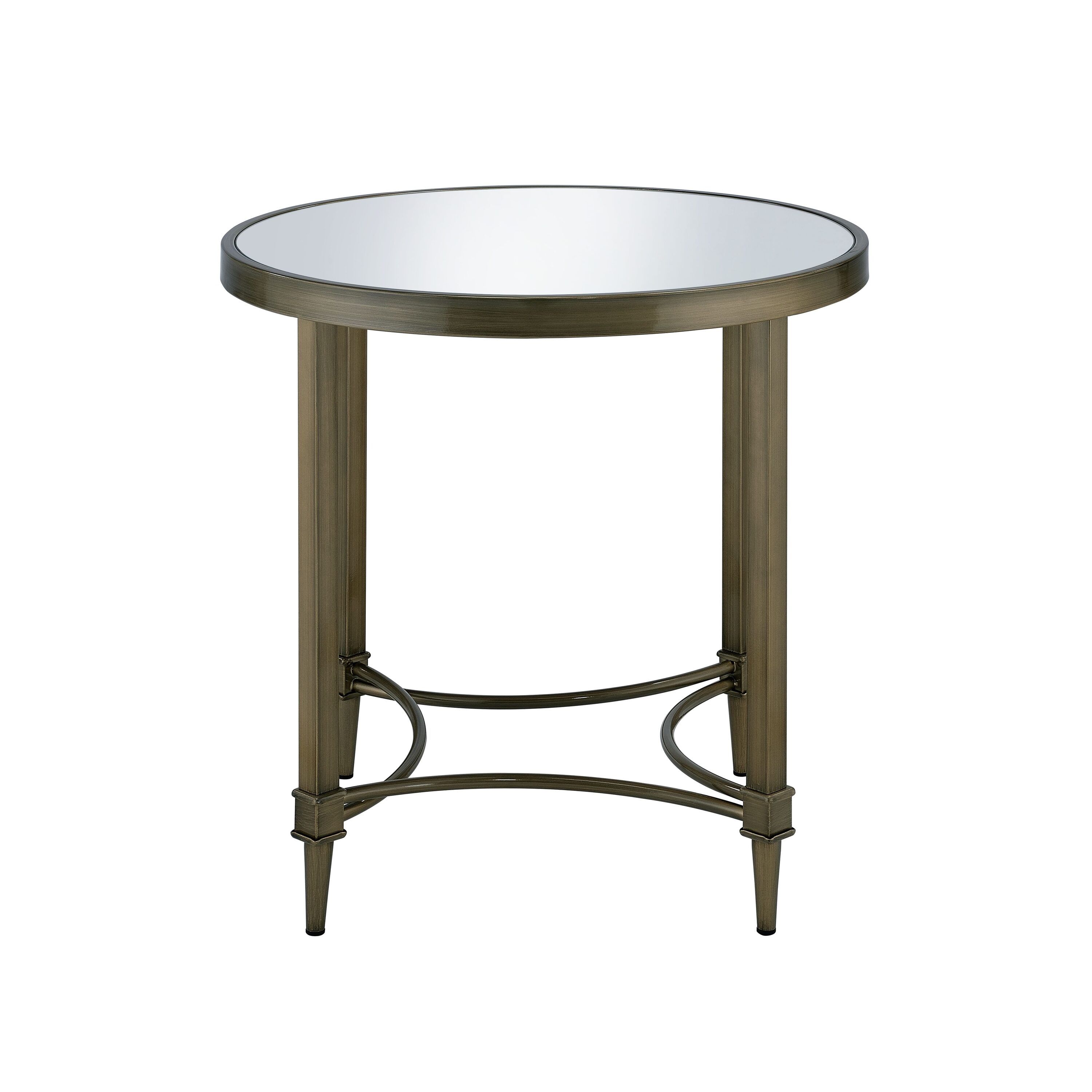 Runesay AS05 24-in W x 24-in H Mirrored Top and Shelf Mirror Round Modern End Table Assembly Required