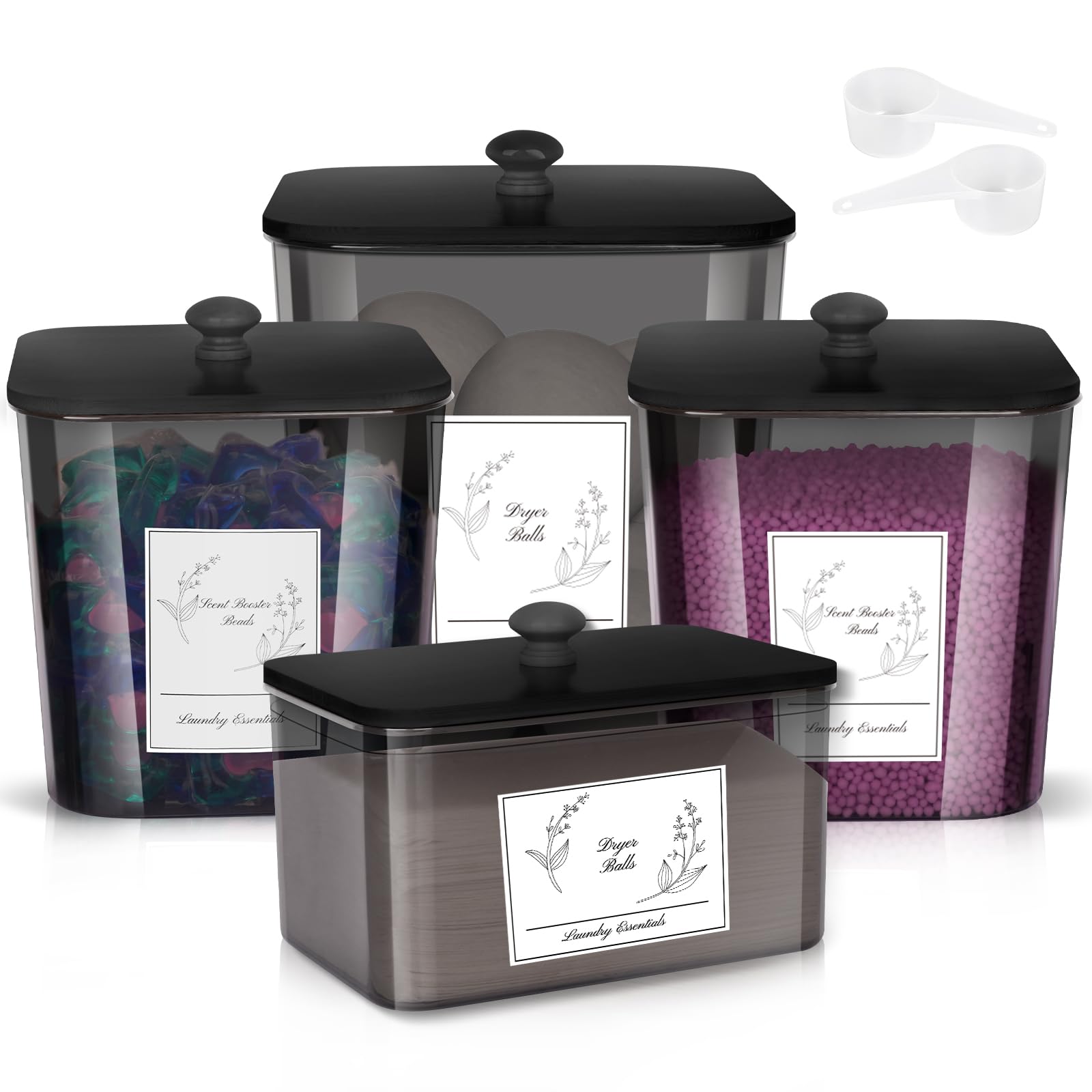 KIWDZFU 4 Pack Laundry Detergent Containers and Dryer Sheet Holder with ...