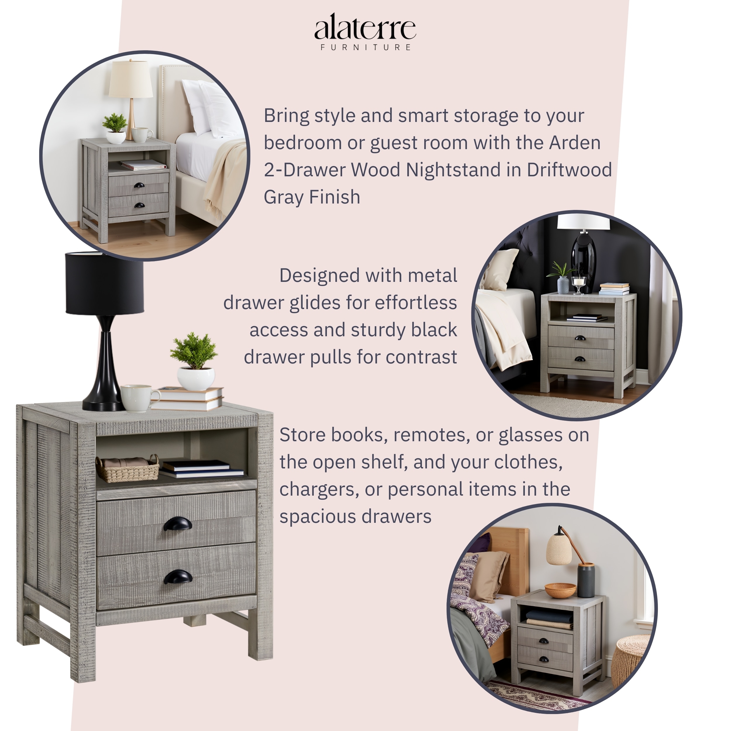 Alaterre Furniture ANWI0132 nightstands - View #3